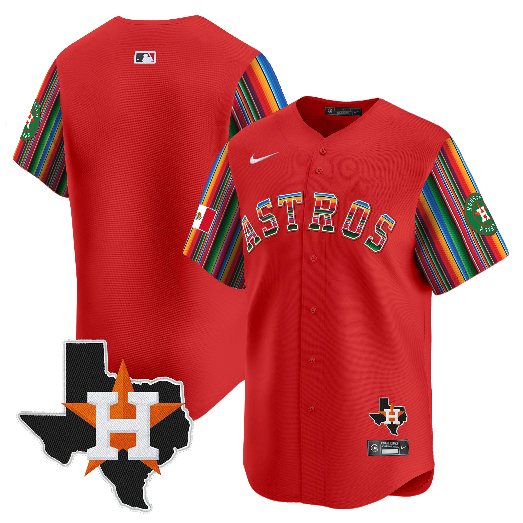 Men's Houston Astros Mexico Texas Patch Vapor Premier Limited Red Jersey V5 - All Stitched