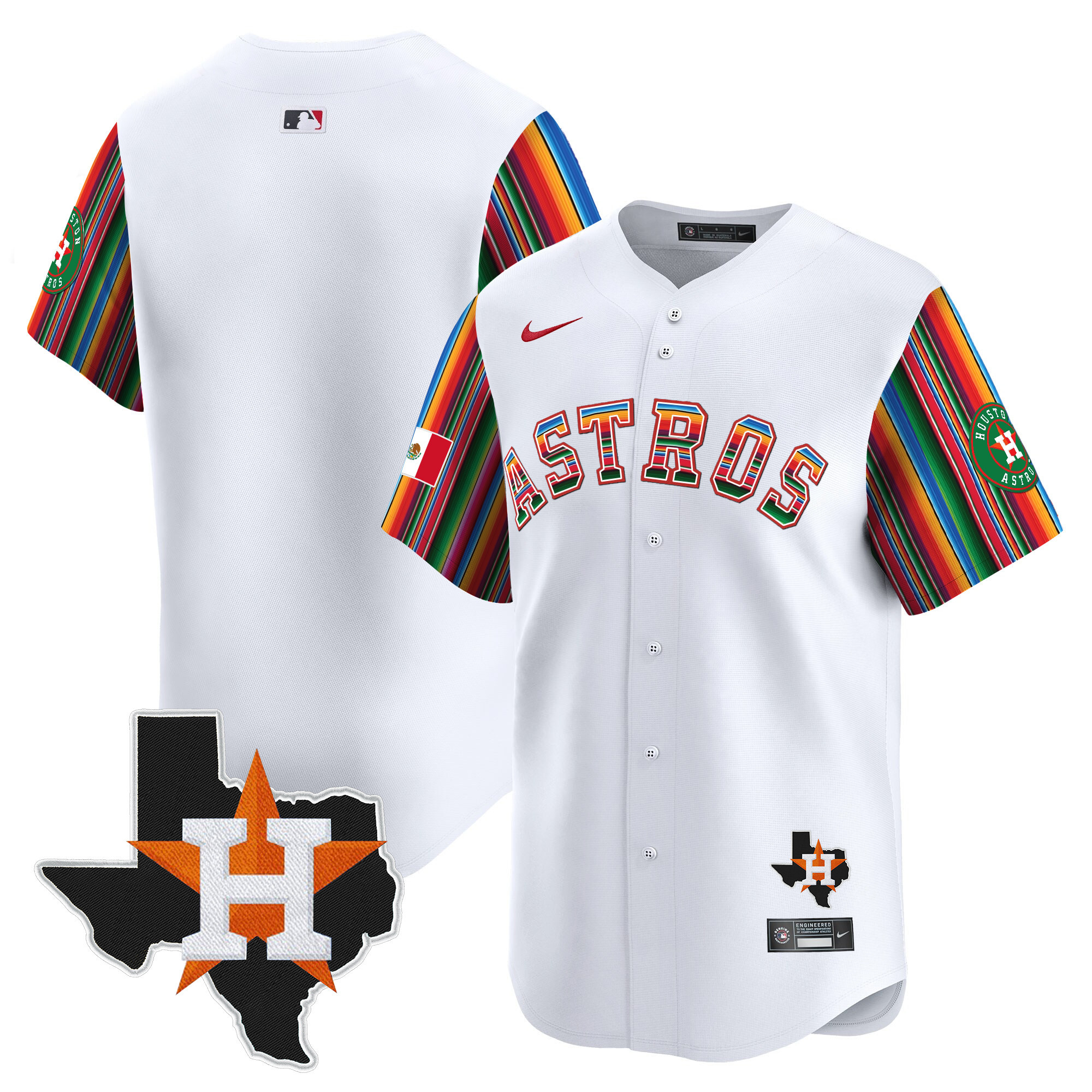 Men's Houston Astros Mexico Texas Patch Vapor Premier Limited White Jersey V5 - All Stitched
