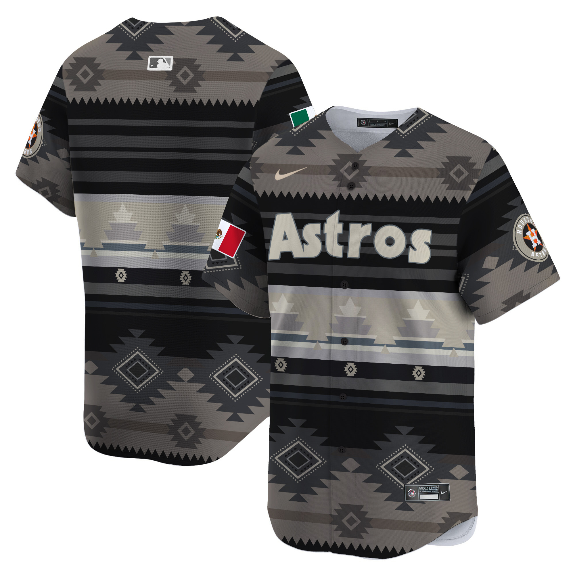 Men's Houston Astros Mexico Traditional Pattern Vapor Premier Limited Gray Jersey - Printed