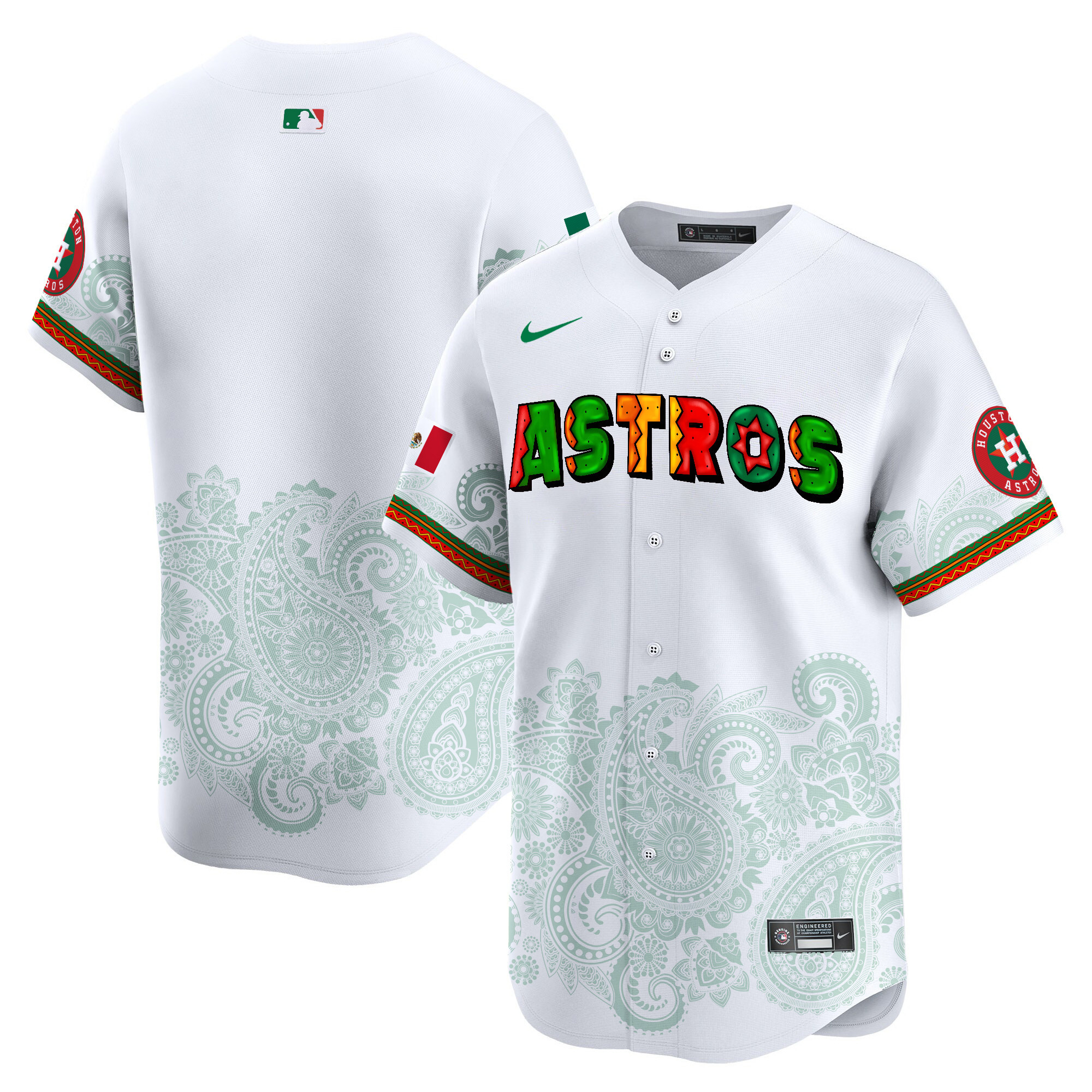 Men's Houston Astros Paisley Mexico Vapor Premier Limited White Jersey V3 - Printed