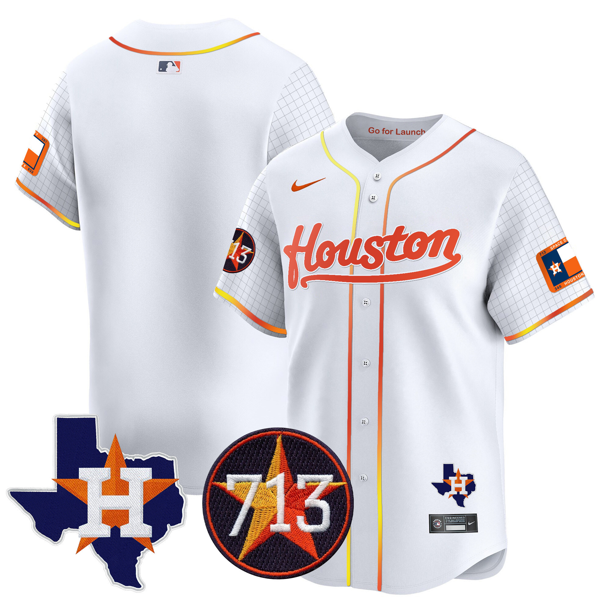 Men's Houston Astros Space City 713 Patch Vapor Premier Limited White Jersey - All Stitched