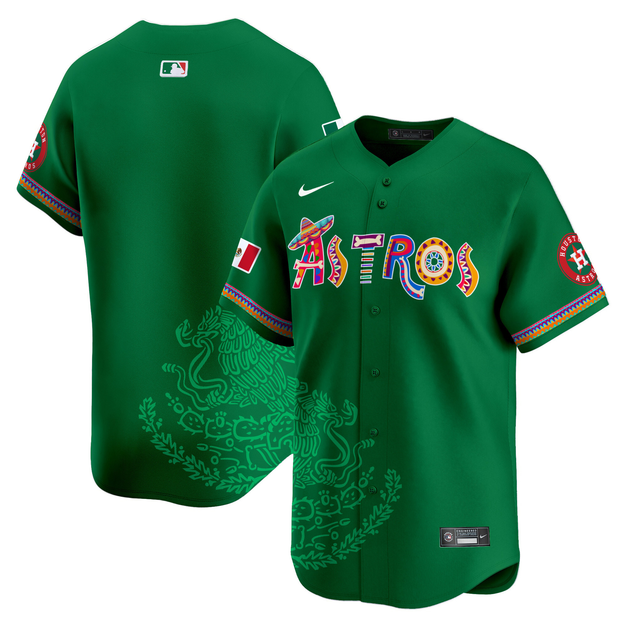 Men's Houston Astros Viva Mexico Heritage Vapor Premier Limited Green Jersey - Printed