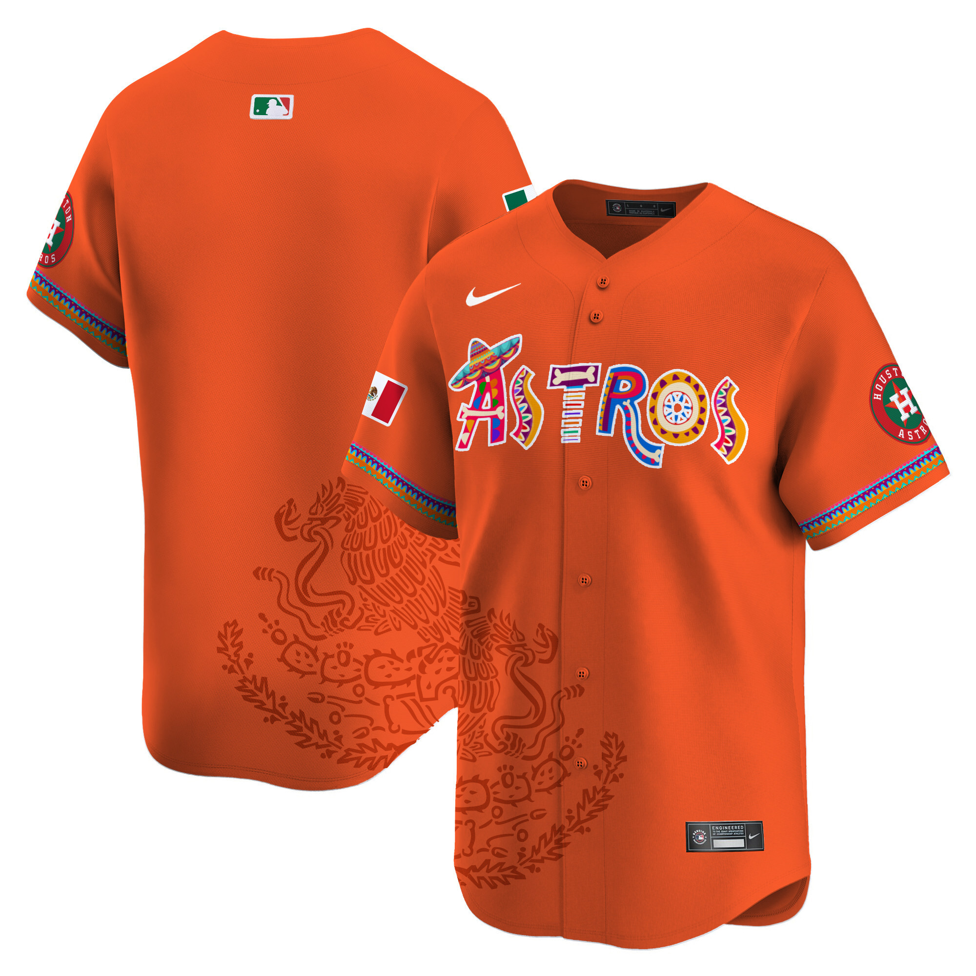 Men's Houston Astros Viva Mexico Heritage Vapor Premier Limited Orange Jersey - Printed