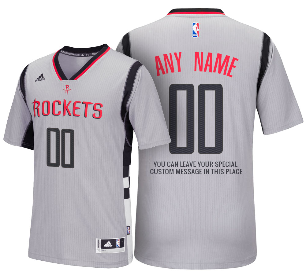 Mens Houston Rockets Alternate Gray Custom Message Jersey