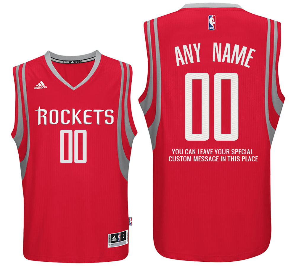 Mens Houston Rockets Road Red Custom Message Jersey