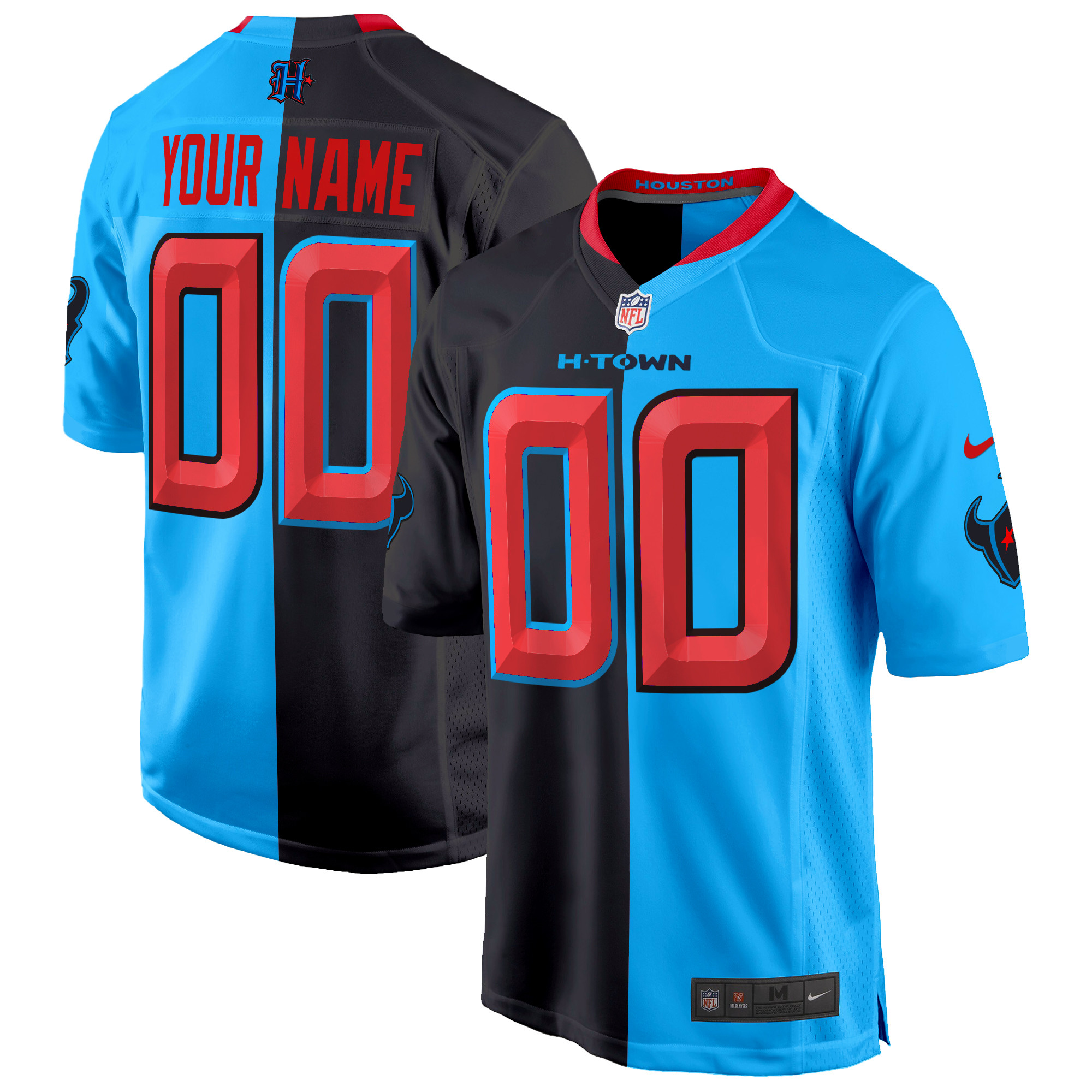 Men's Houston Texans 2024 Game Custom Split Jersey - All Stitched