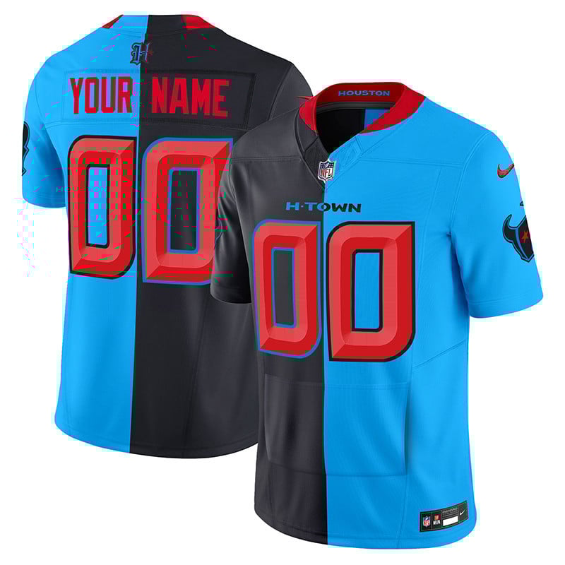 Men's Houston Texans 2024 Vapor Hand Warmer Custom Split Jersey V2 - All Stitched