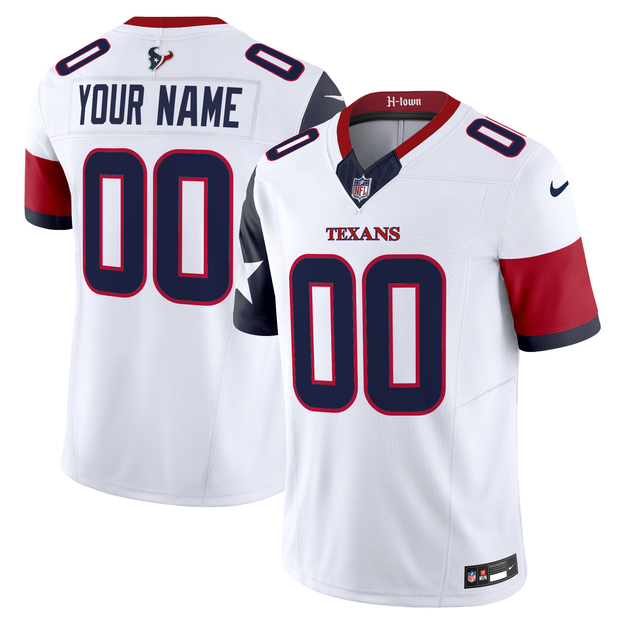 Men's Houston Texans 2024 Vapor Limited Custom White Jersey - All Stitched