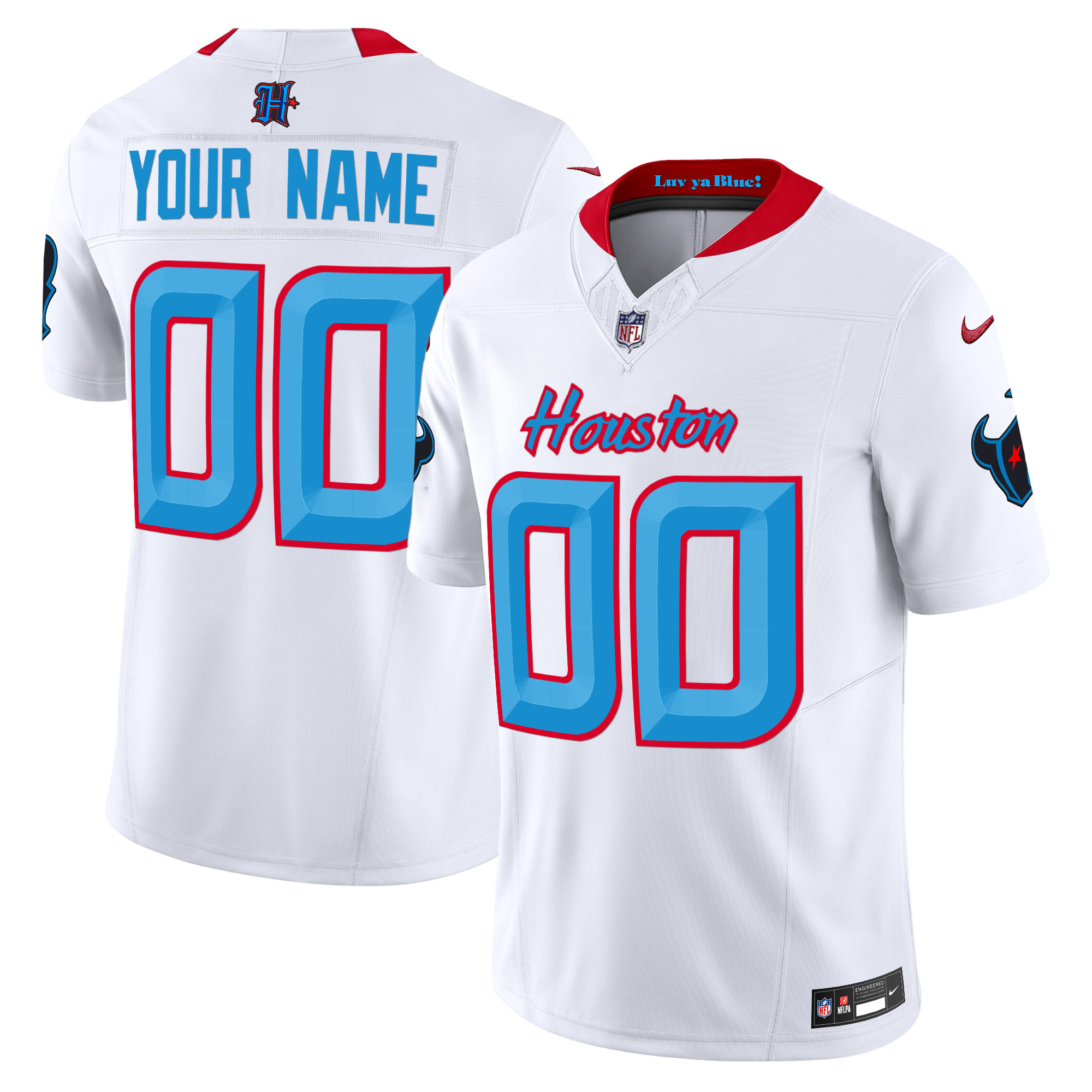 Men's Houston Texans 2024 Vapor Limited Custom White Jersey V4 - All Stitched