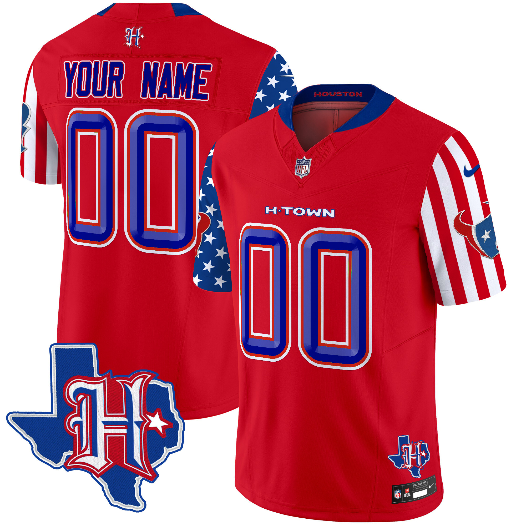 Men's Houston Texans American Style Vapor Limited Custom Red Jersey - All Stitched