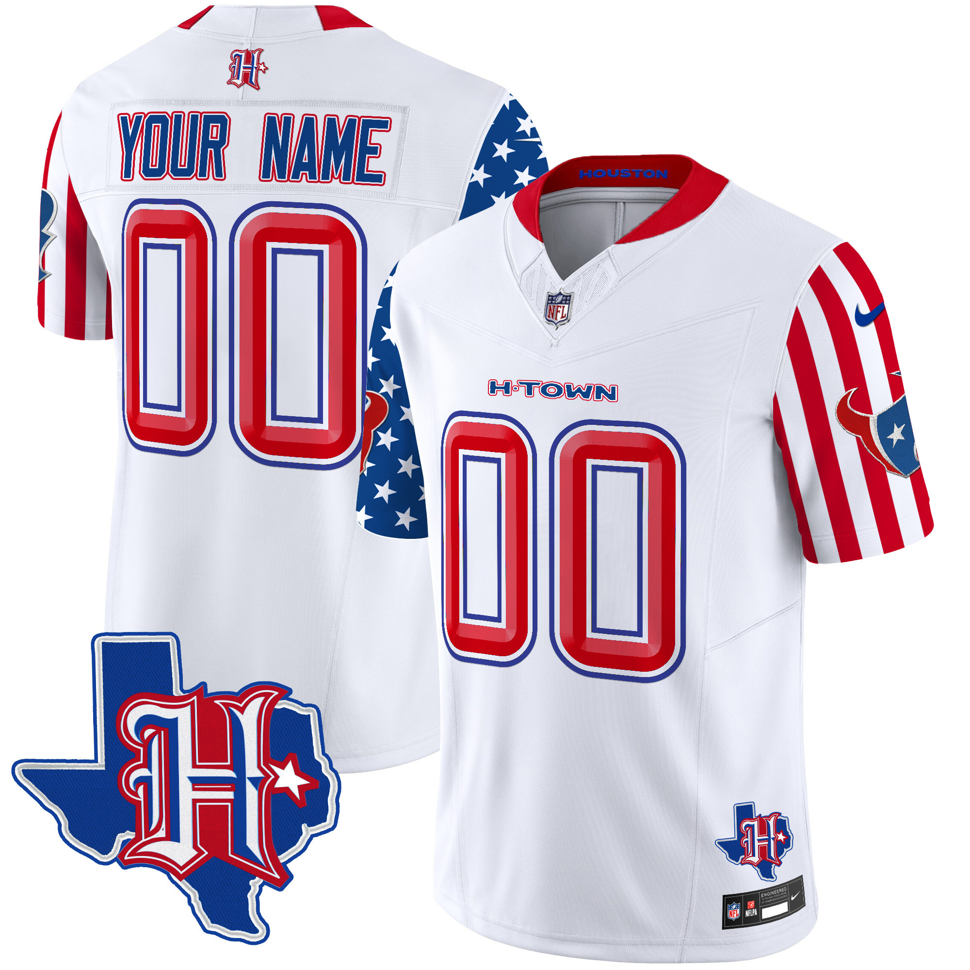 Men's Houston Texans American Style Vapor Limited Custom White Jersey - All Stitched