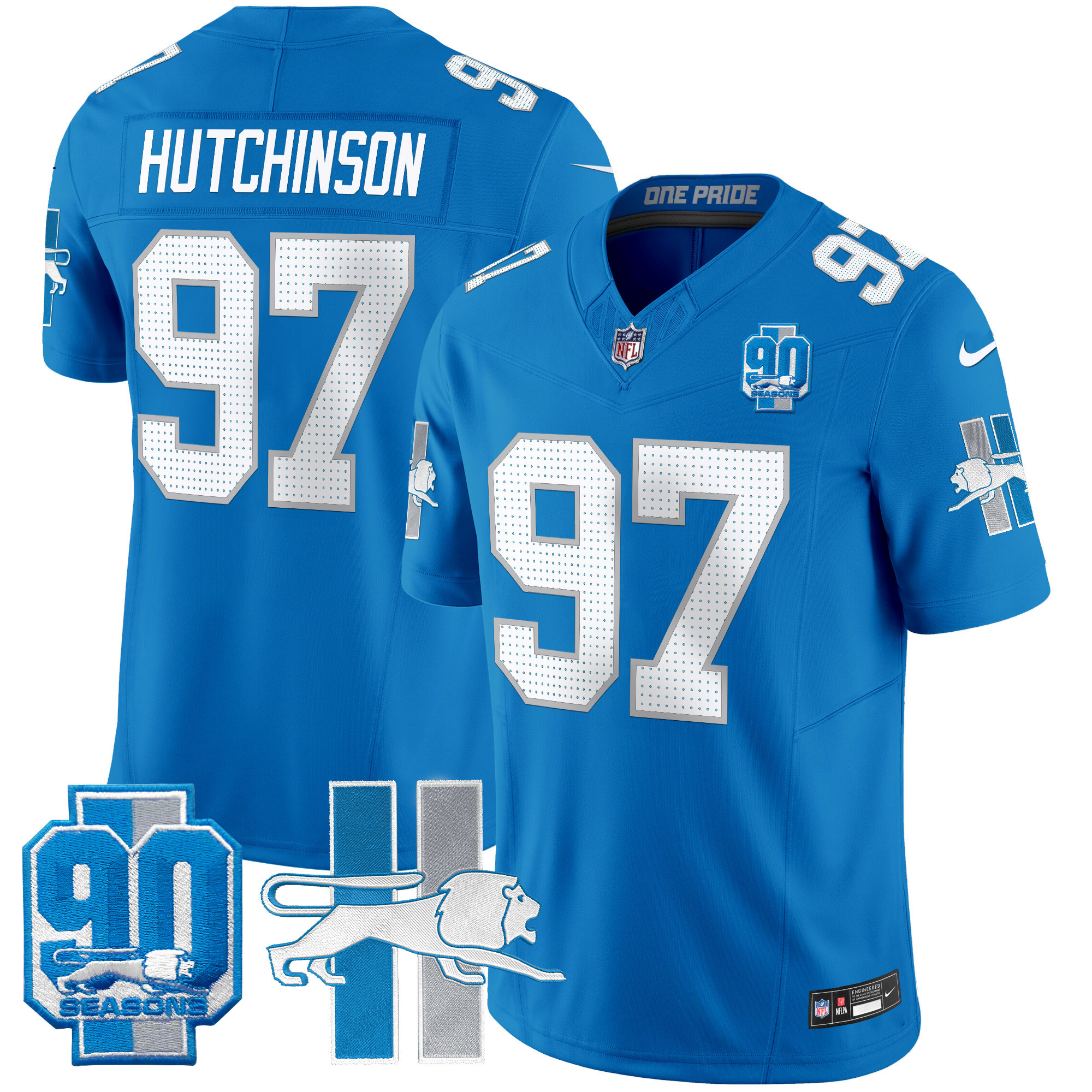 Men's Hutchinson Detroit Lions 1946 Throwback Vapor Limited Blue Jersey - All Stitched
