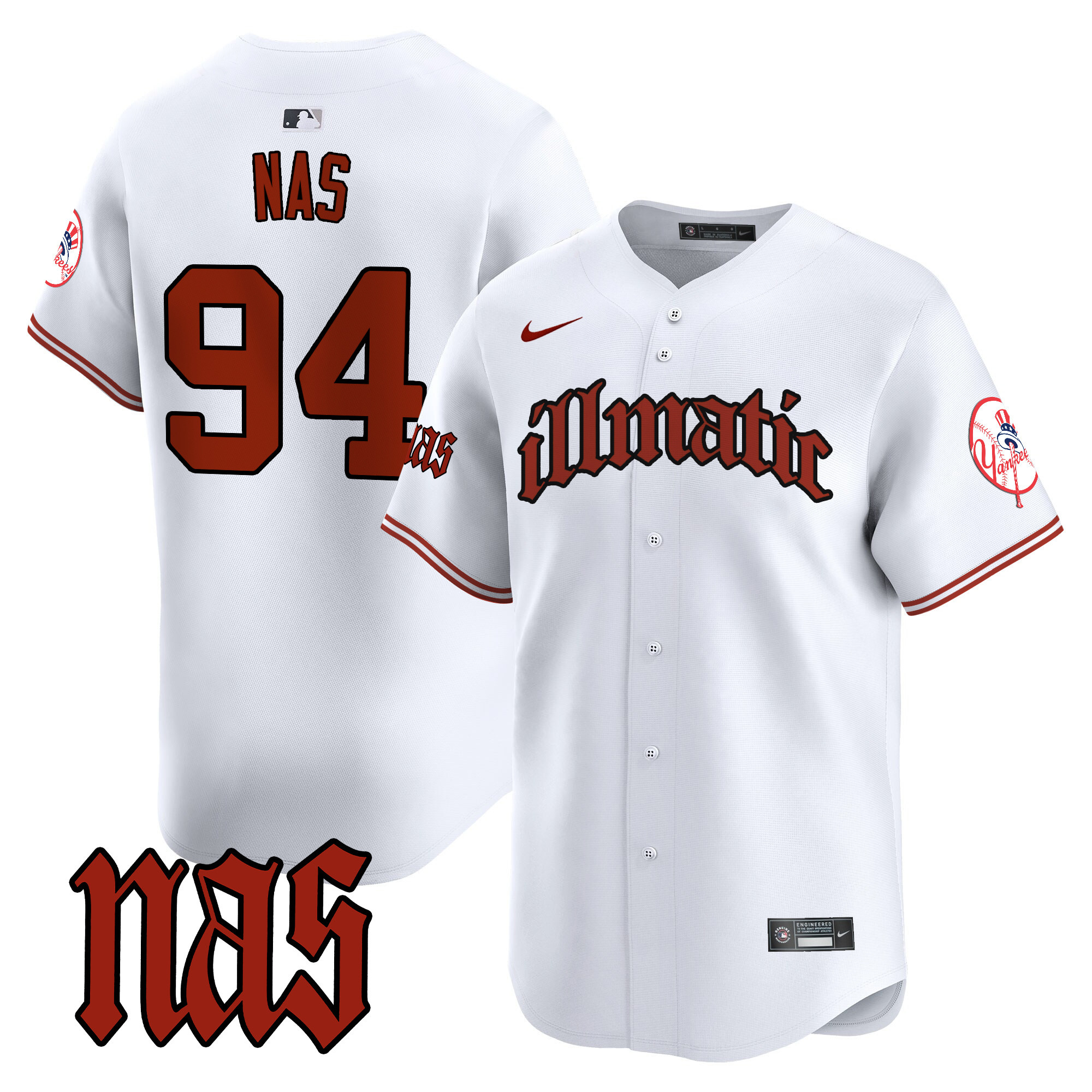 Men's Illmatic 1994 New York Yankees Nas Illmatic Vapor Premier Limited White Jersey - All Stitched