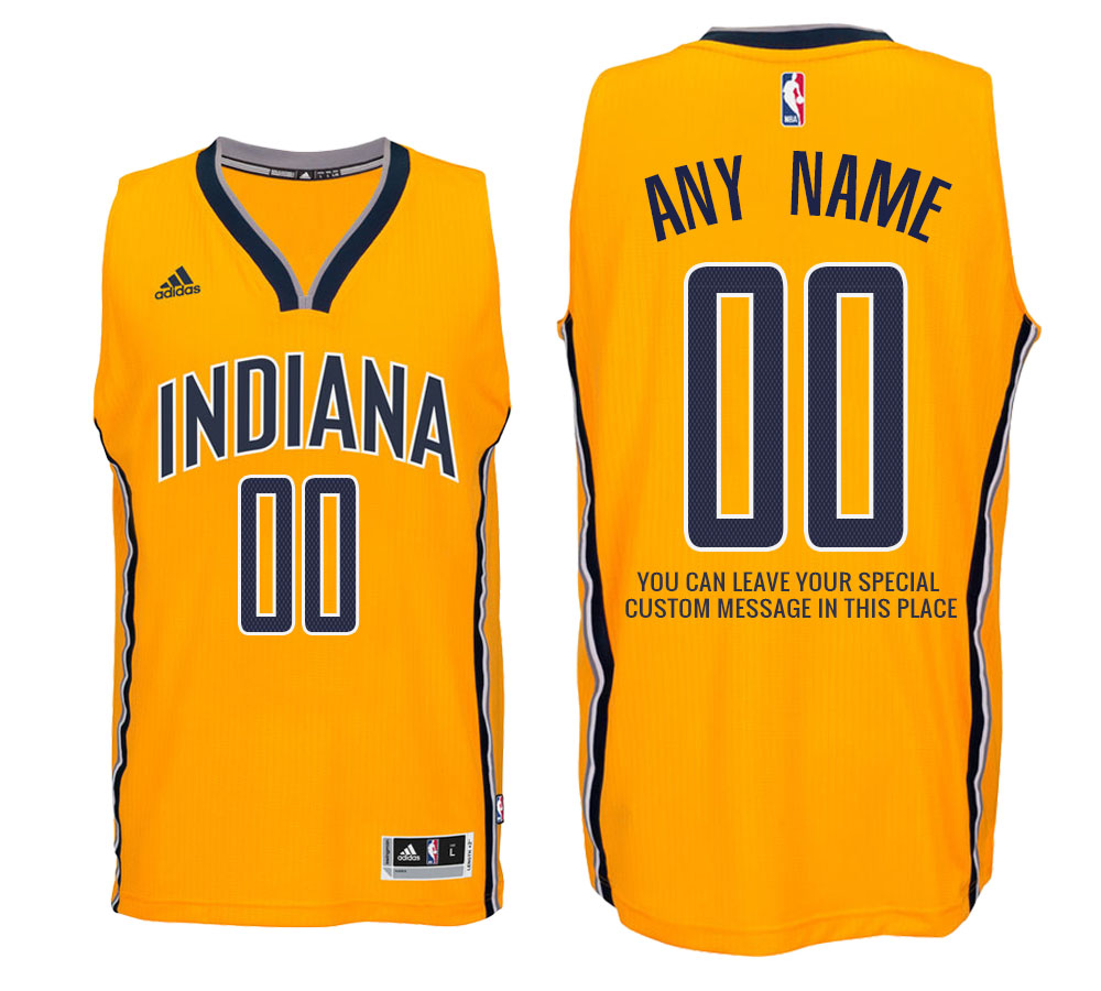 Mens Indiana Pacers Alternate Gold Custom Message Jersey