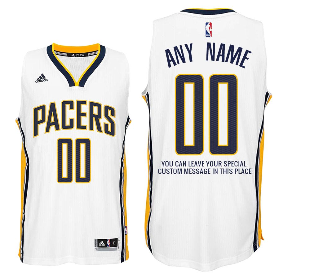 Mens Indiana Pacers Home White Custom Message Jersey