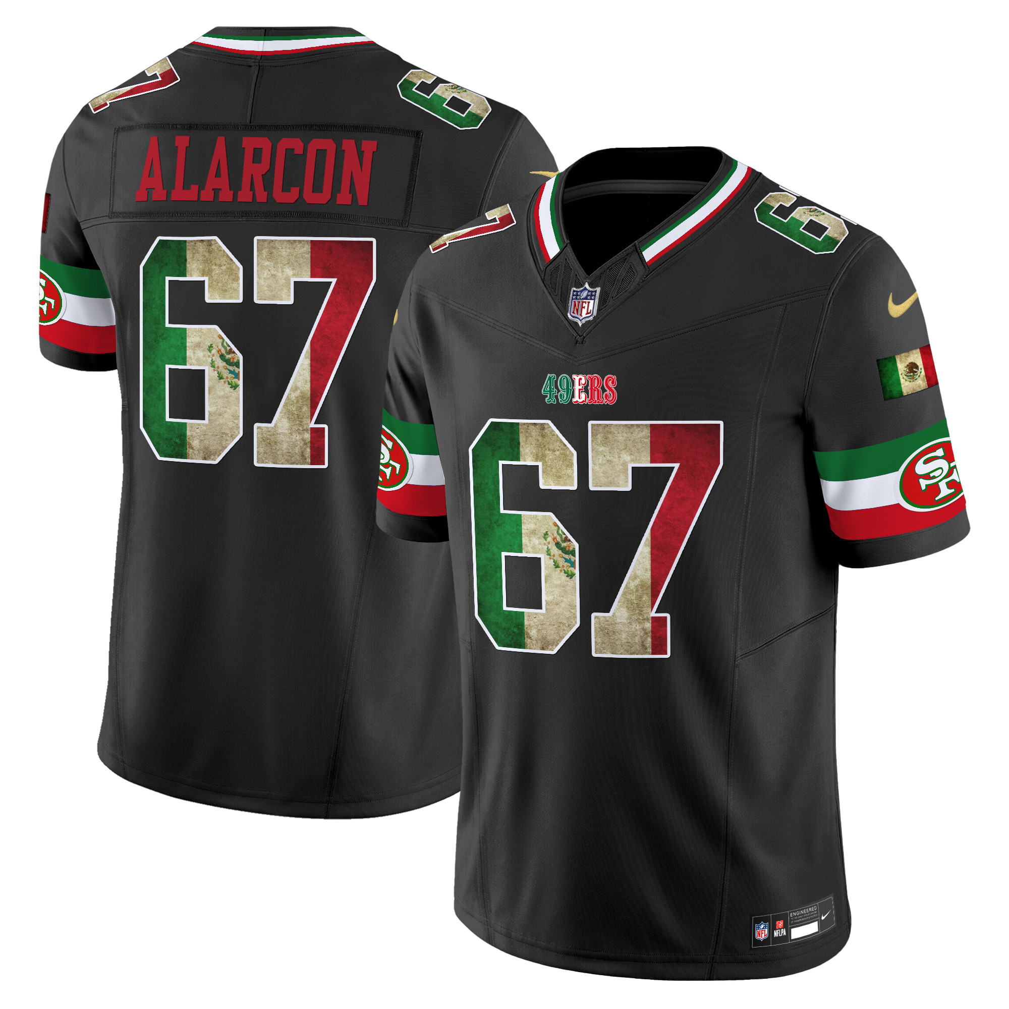 Men's Isaac Alarcón San Francisco 49ers Mexico Vapor Limited Black Jersey - All Stitched