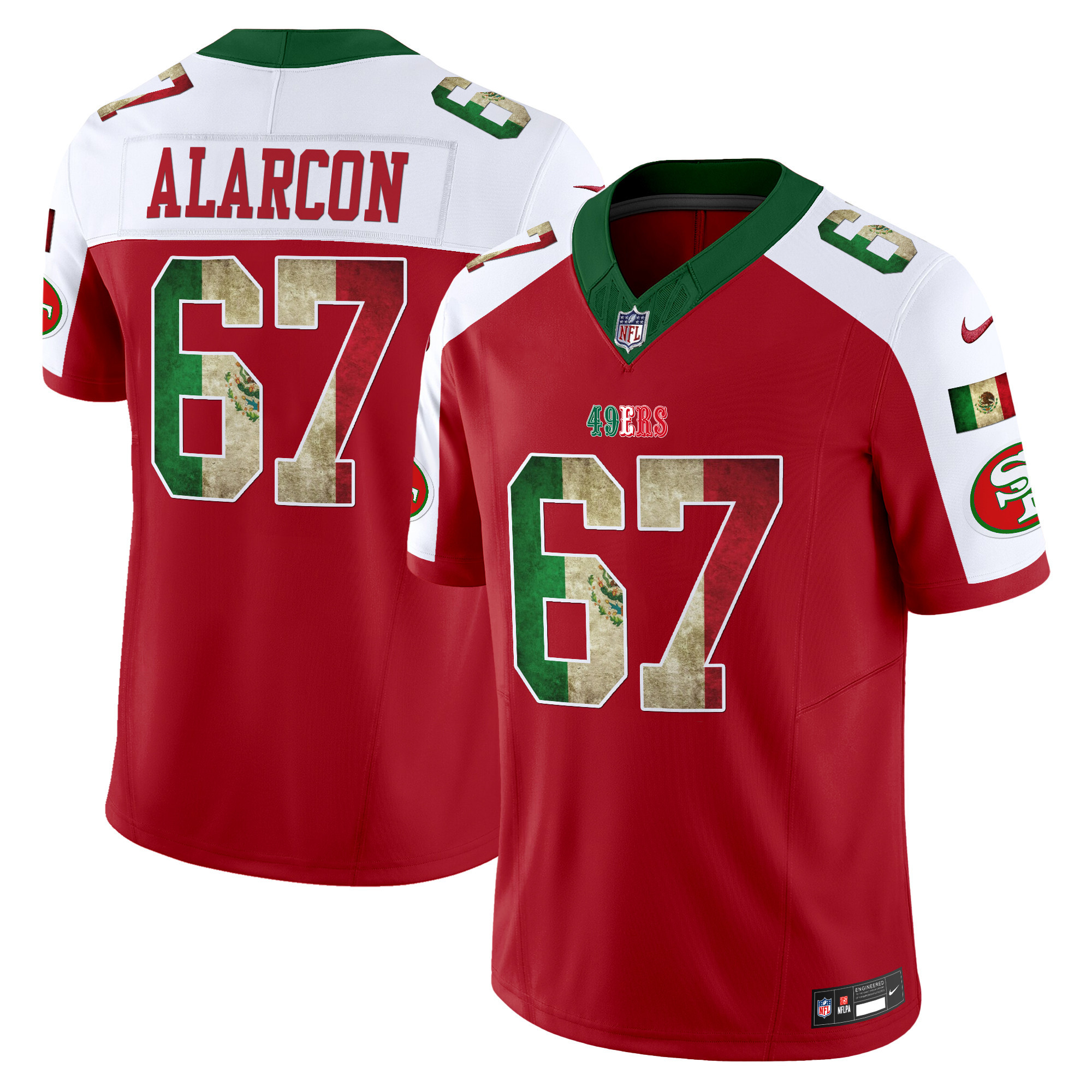 Men's Isaac Alarcón San Francisco 49ers Mexico Vapor Limited Red Alternate Jersey - All Stitched
