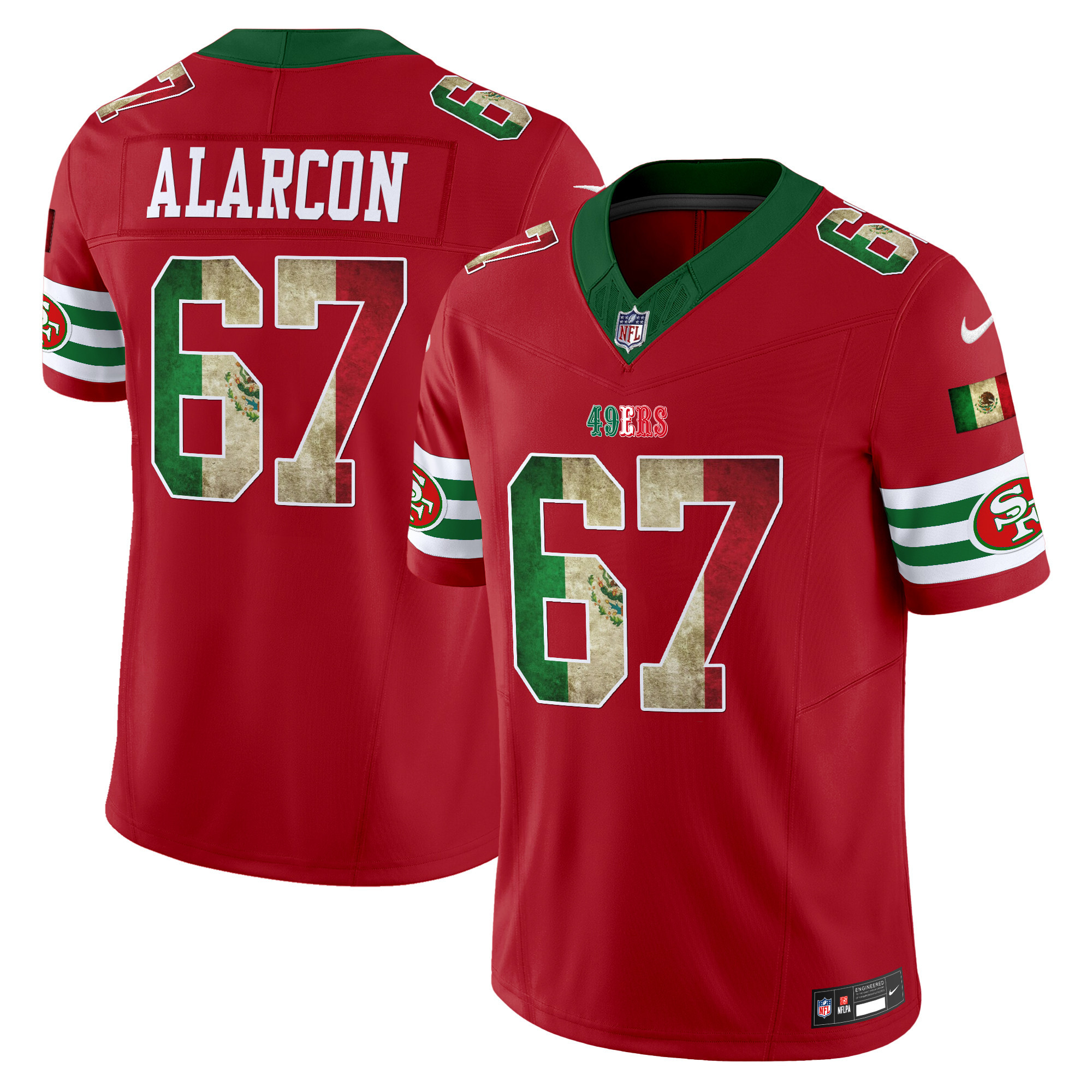 Men's Isaac Alarcón San Francisco 49ers Mexico Vapor Limited Red Jersey - All Stitched