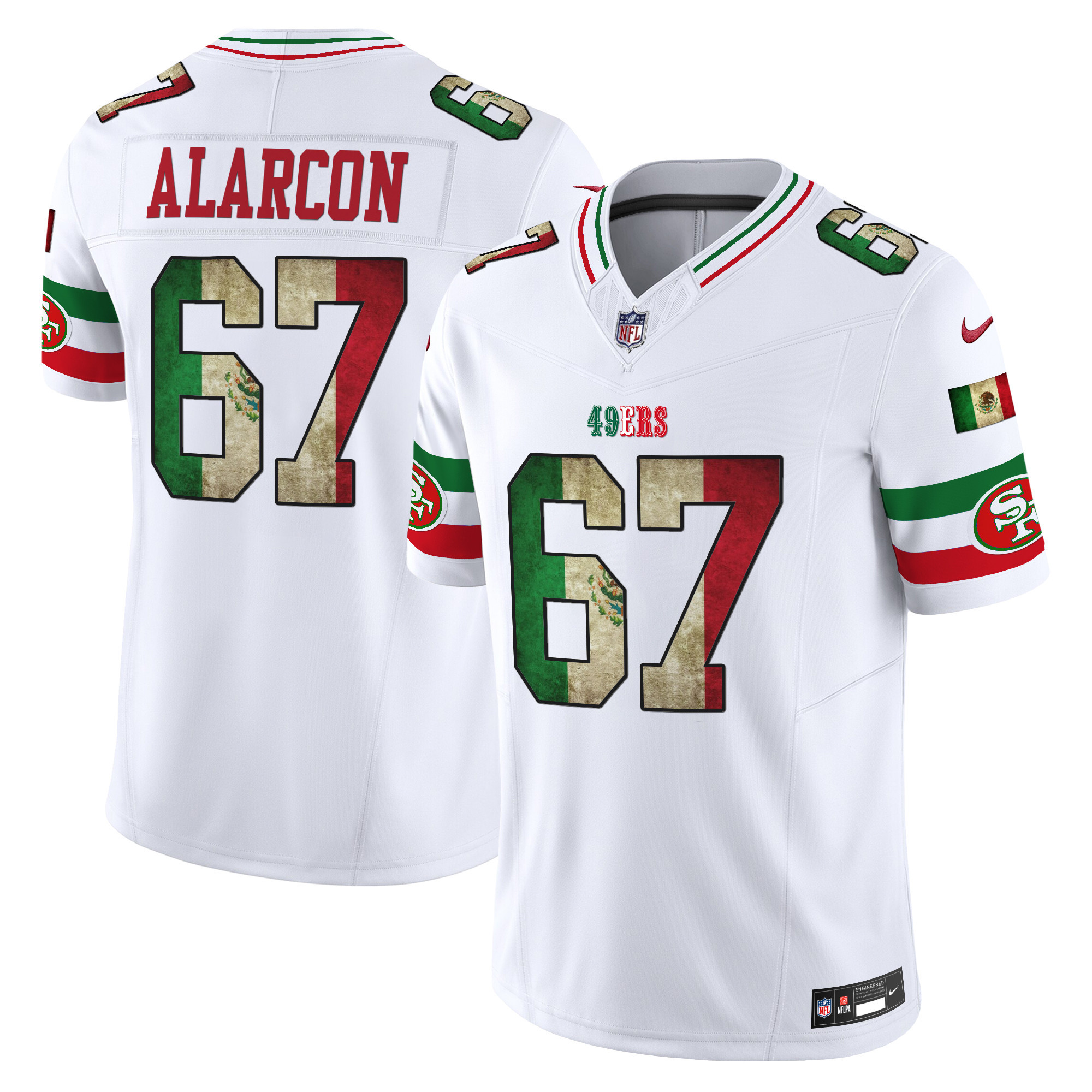 Men's Isaac Alarcón San Francisco 49ers Mexico Vapor Limited White Jersey - All Stitched