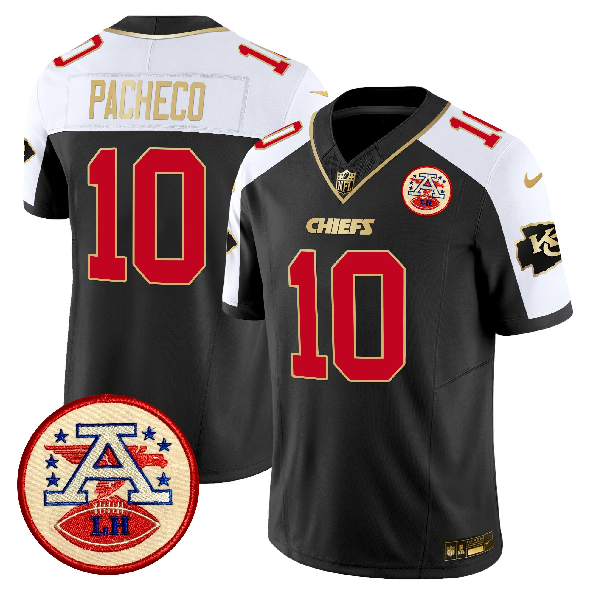 Men's Isiah Pacheco Kansas City Chiefs 2024 Lamar Hunt Patch Vapor Limited Black Alternate Jersey - All Stitched