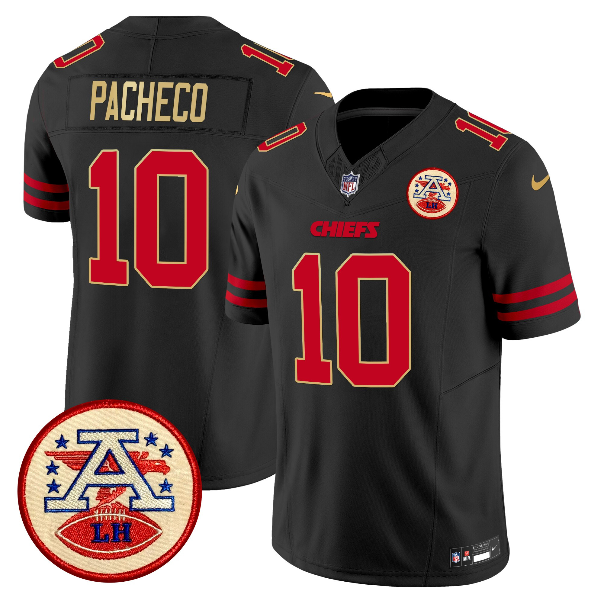 Men's Isiah Pacheco Kansas City Chiefs 2024 Lamar Hunt Patch Vapor Limited Gold Trim Jersey - All Stitched