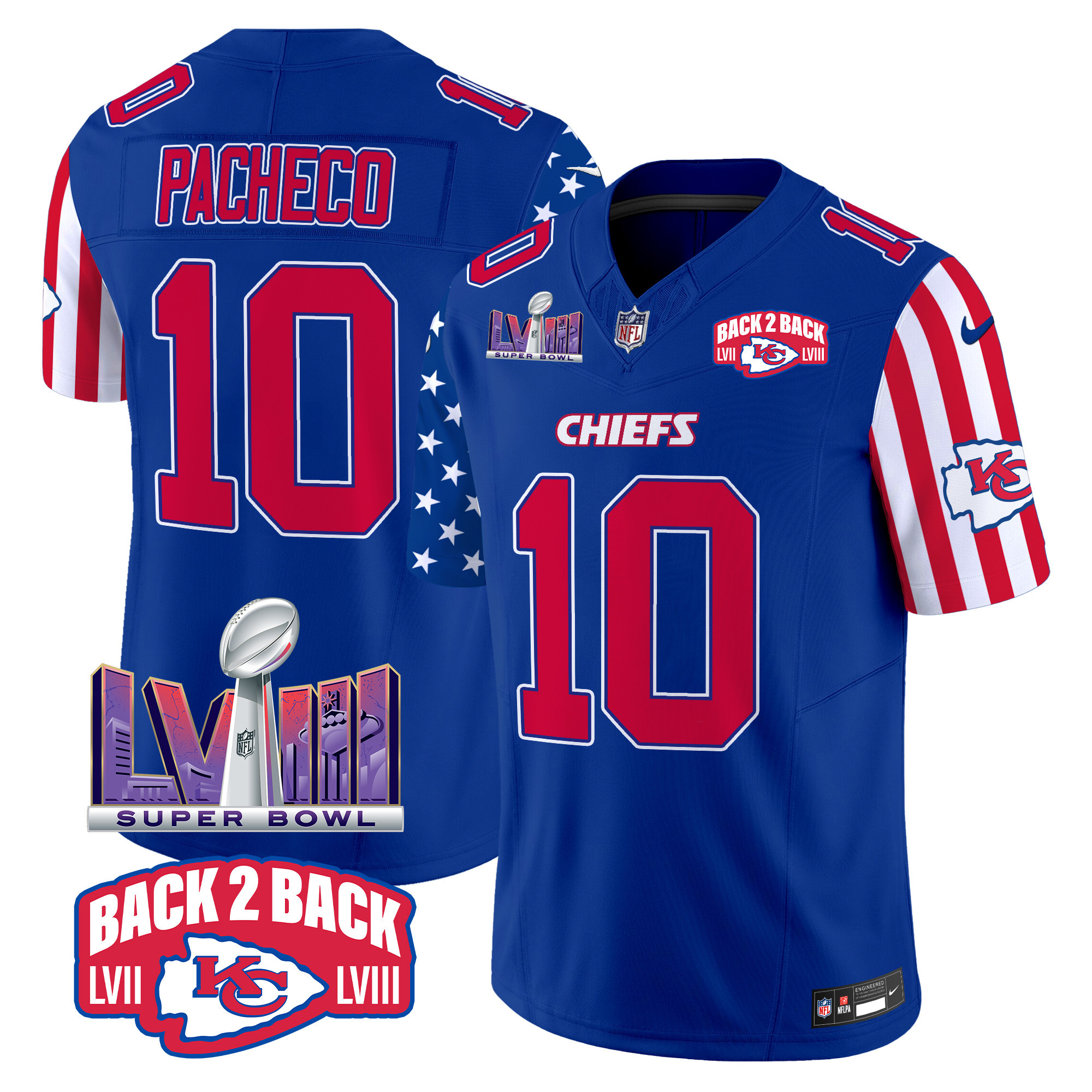 Men's Isiah Pacheco Kansas City Chiefs American Style Vapor Limited Royal Jersey - All Stitched