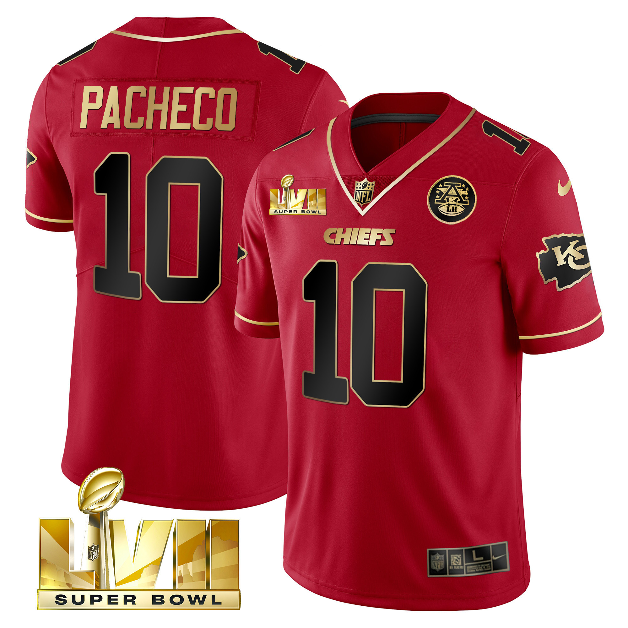 Men's Isiah Pacheco Kansas City Chiefs Super Bowl LVII Red Gold Vapor Red Special Jersey V2 - All Stitched