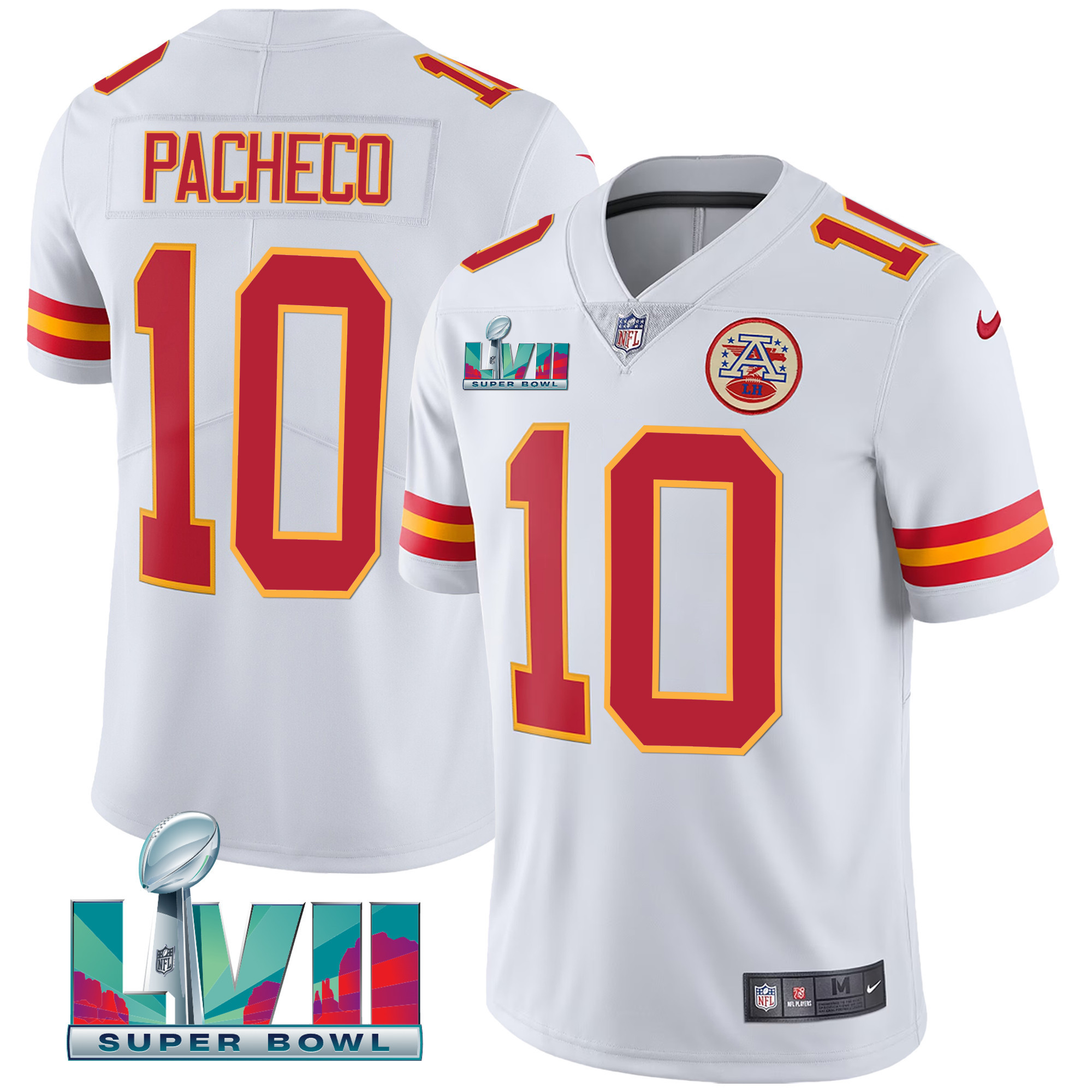 Men's Isiah Pacheco Kansas City Chiefs Super Bowl LVII Red Gold Vapor White Jersey V2 - All Stitched