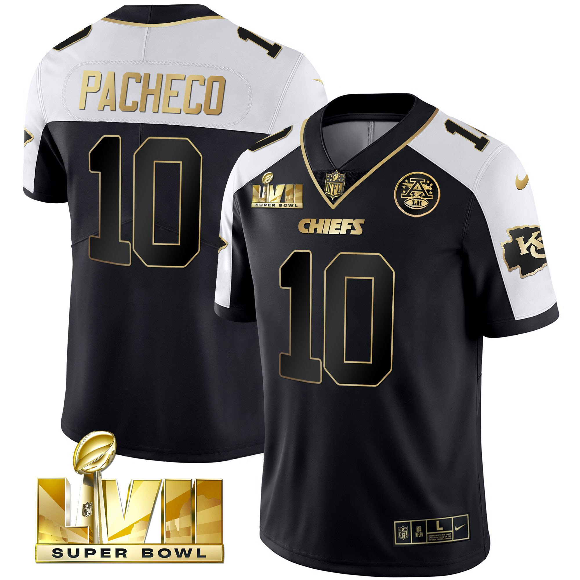 Men's Isiah Pacheco Kansas City Chiefs Super Bowl Vapor Gold Alternate Jersey V2- All Stitched