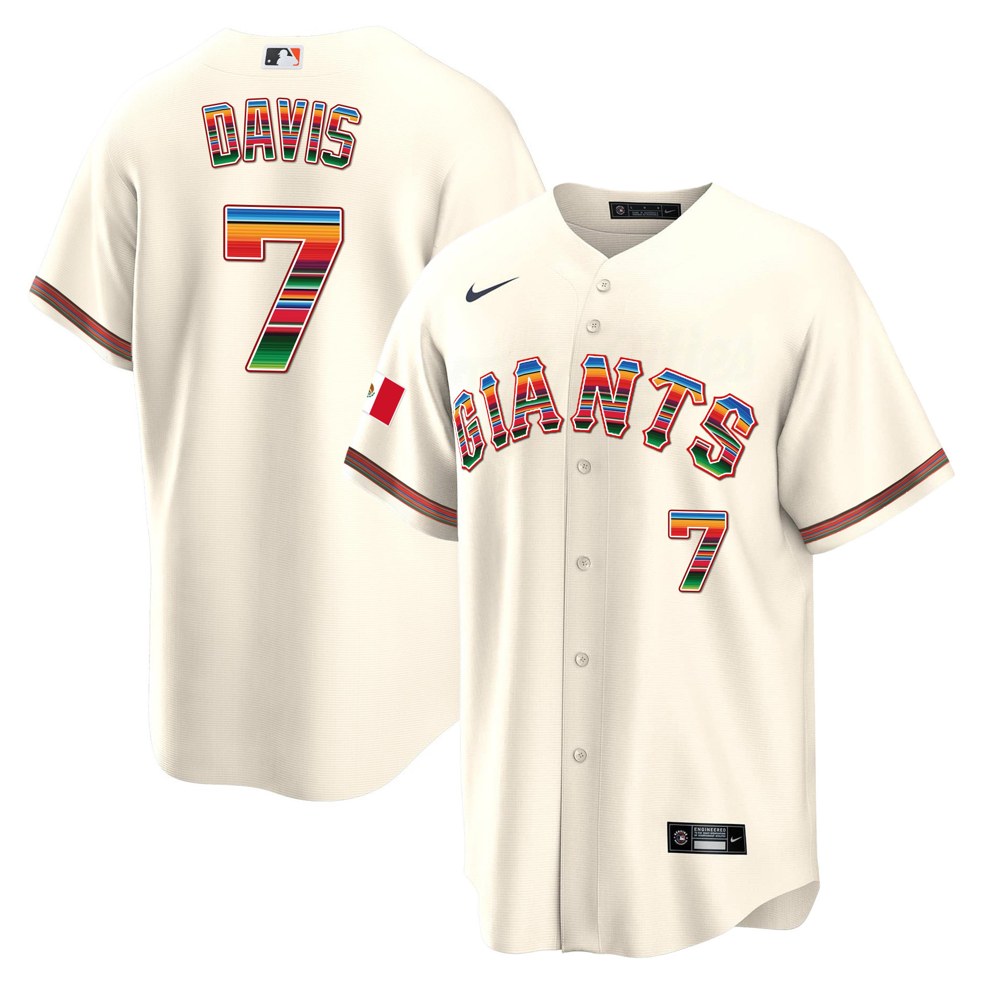 Men's J.D. Davis San Francisco Giants Mexico Cool Base Limited Cream Jersey - All Stitched