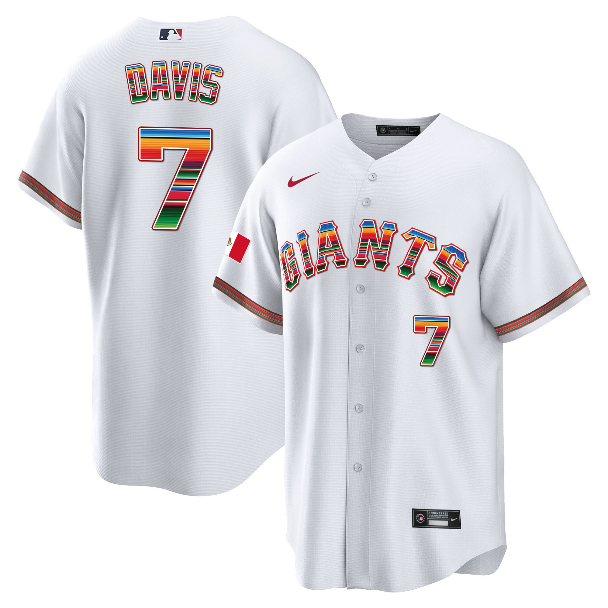 Men's J.D. Davis San Francisco Giants Mexico Cool Base Limited White Jersey - All Stitched