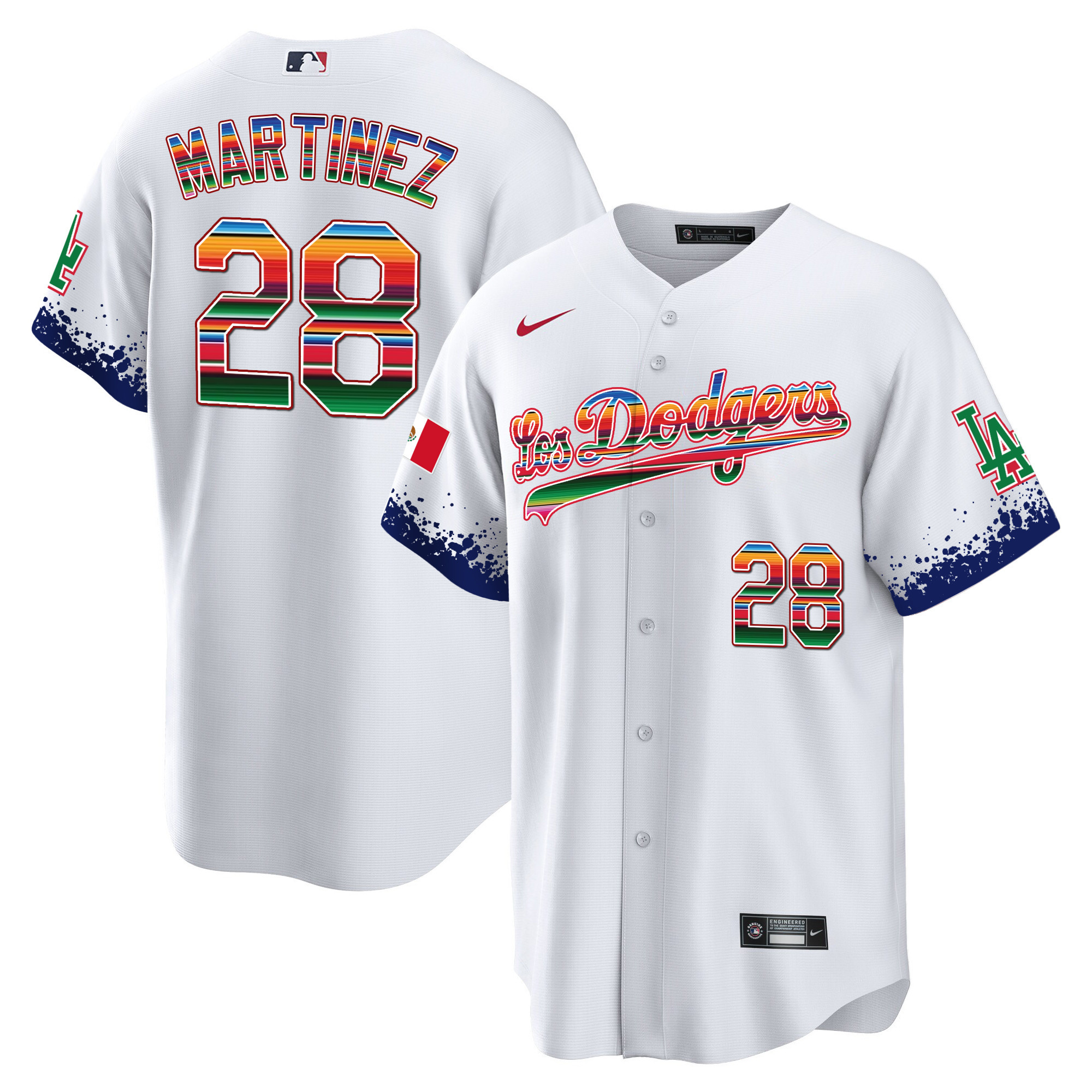 Men's J.D. Martinez Los Angeles Dodgers Mexico Cool Base City Connect Limited White Jersey - All Stitched