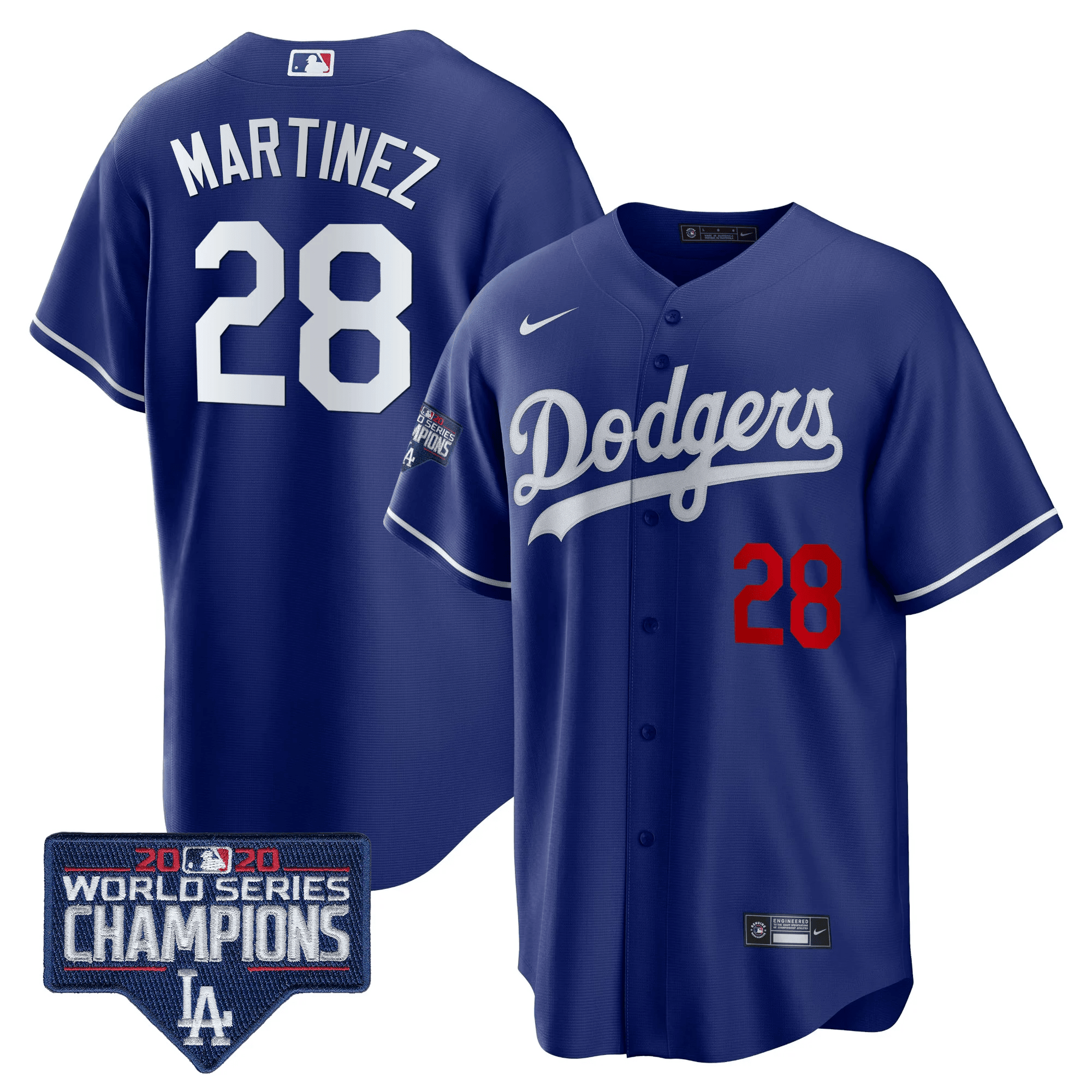 Men's J.D. Martinez Los Angeles Dodgers World Series Champions Patch Cool Base Royal Jersey - All Stitched
