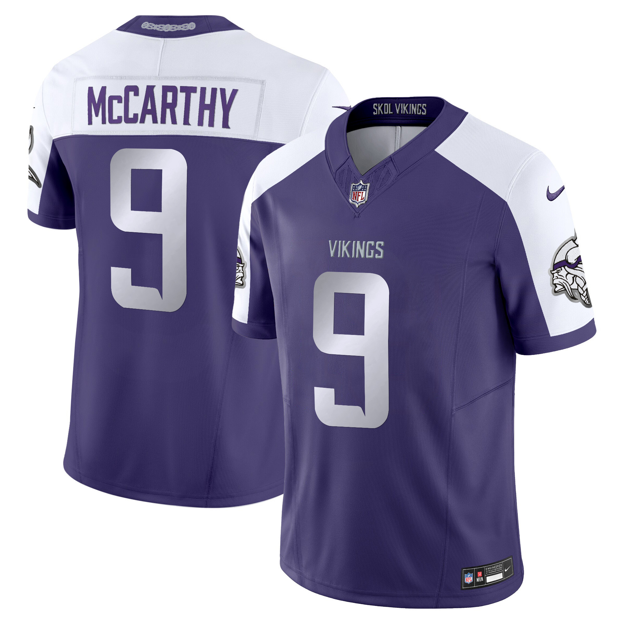 Men's J.J. McCarthy 2024 Minnesota Vikings Winter Warrior Vapor Limited Purple Alternate Jersey - All Stitched