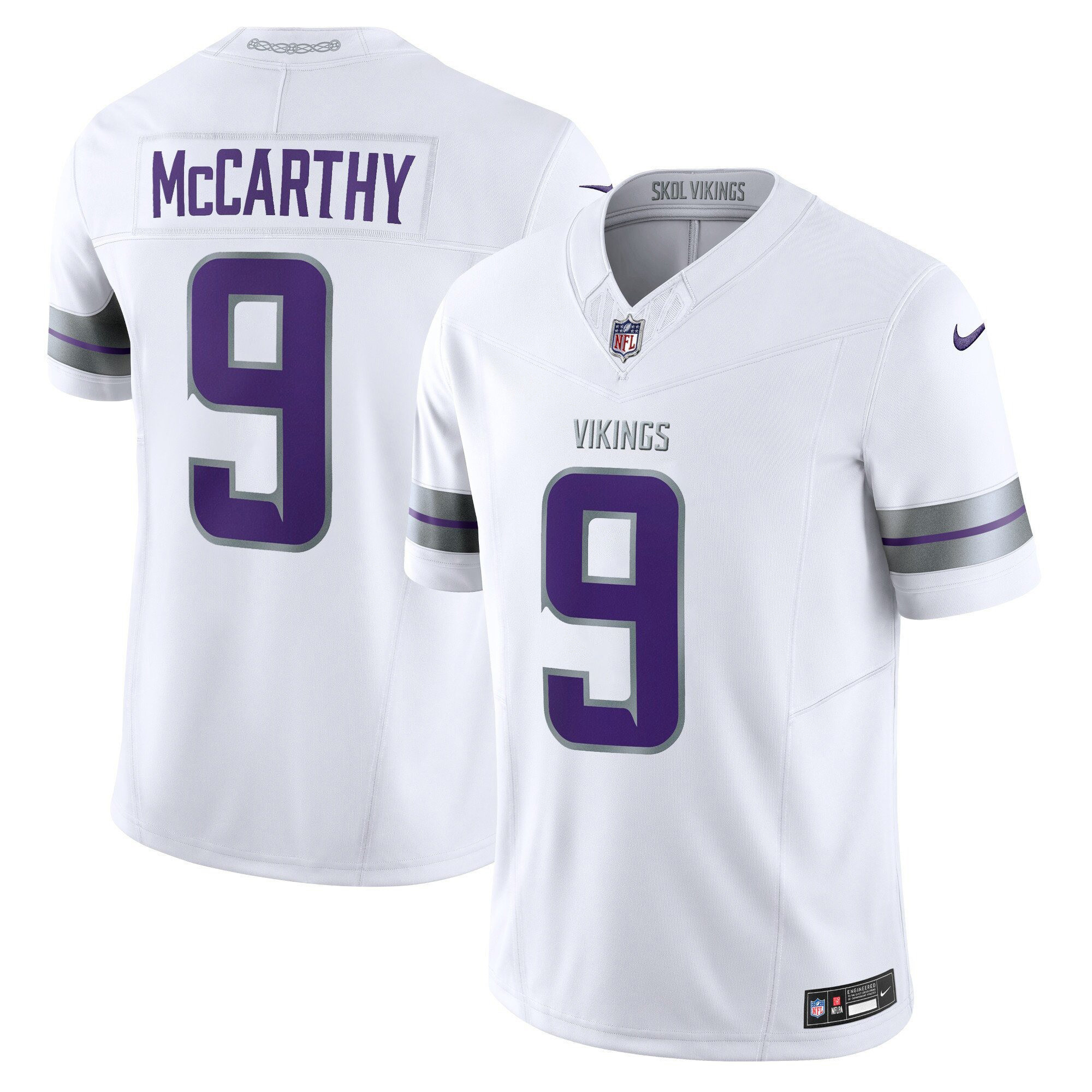 Men's J.J. McCarthy 2024 Minnesota Vikings Winter Warrior Vapor Limited White Jersey - All Stitched