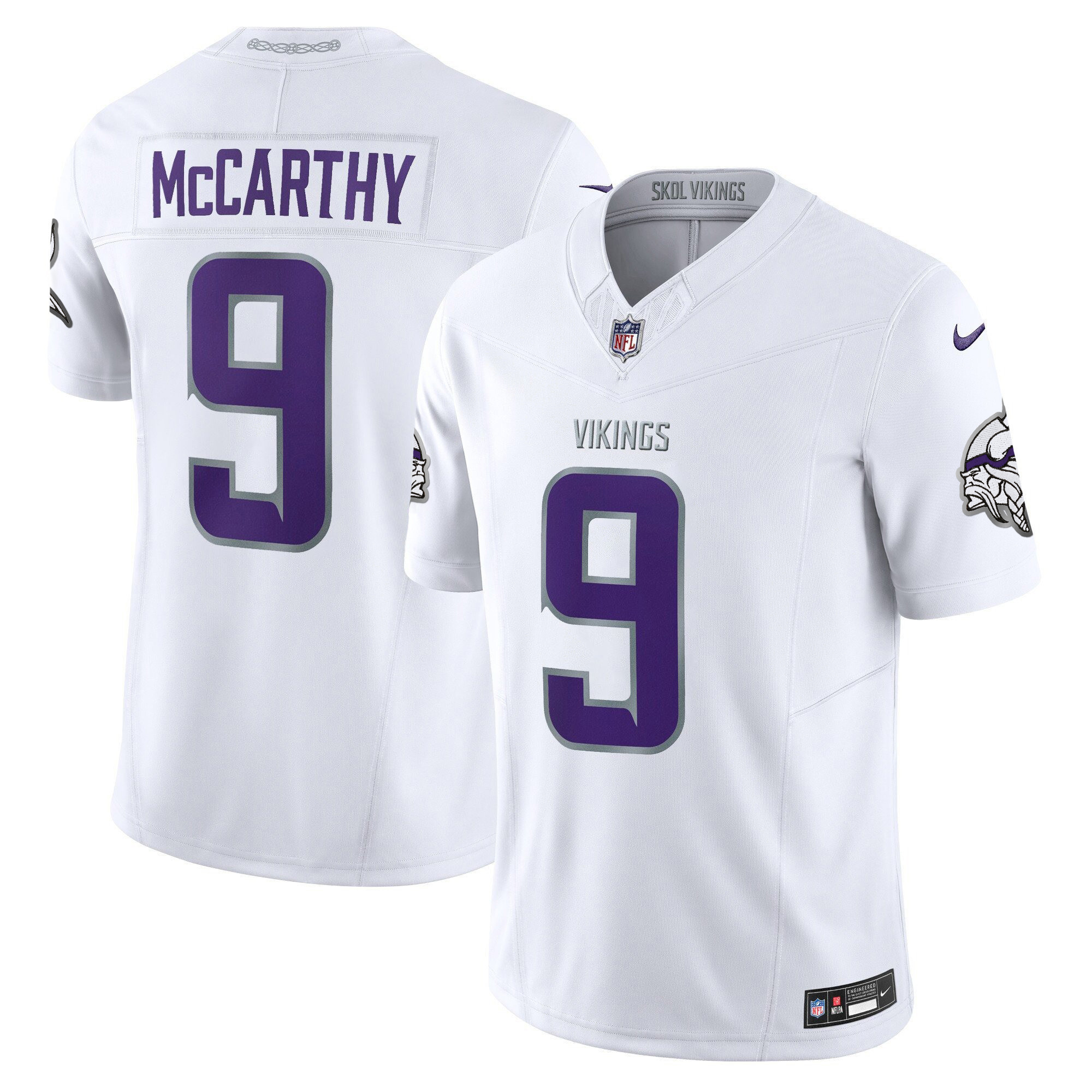 Men's J.J. McCarthy 2024 Minnesota Vikings Winter Warrior Vapor Limited White Limited Jersey - All Stitched