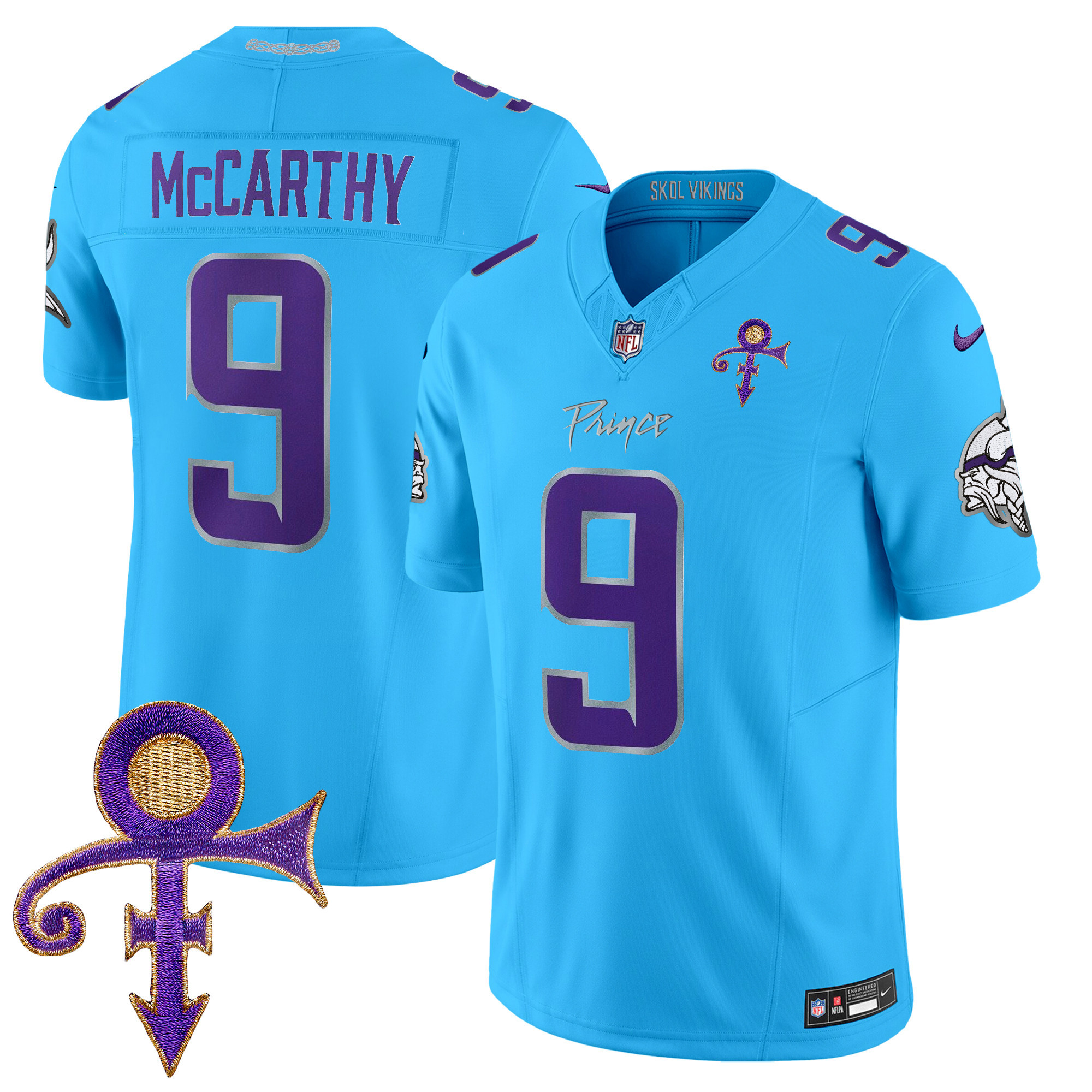 Men's J.J. McCarthy Minnesota Vikings 2024 Prince Vapor Limited Light Blue Jersey - All Stitched