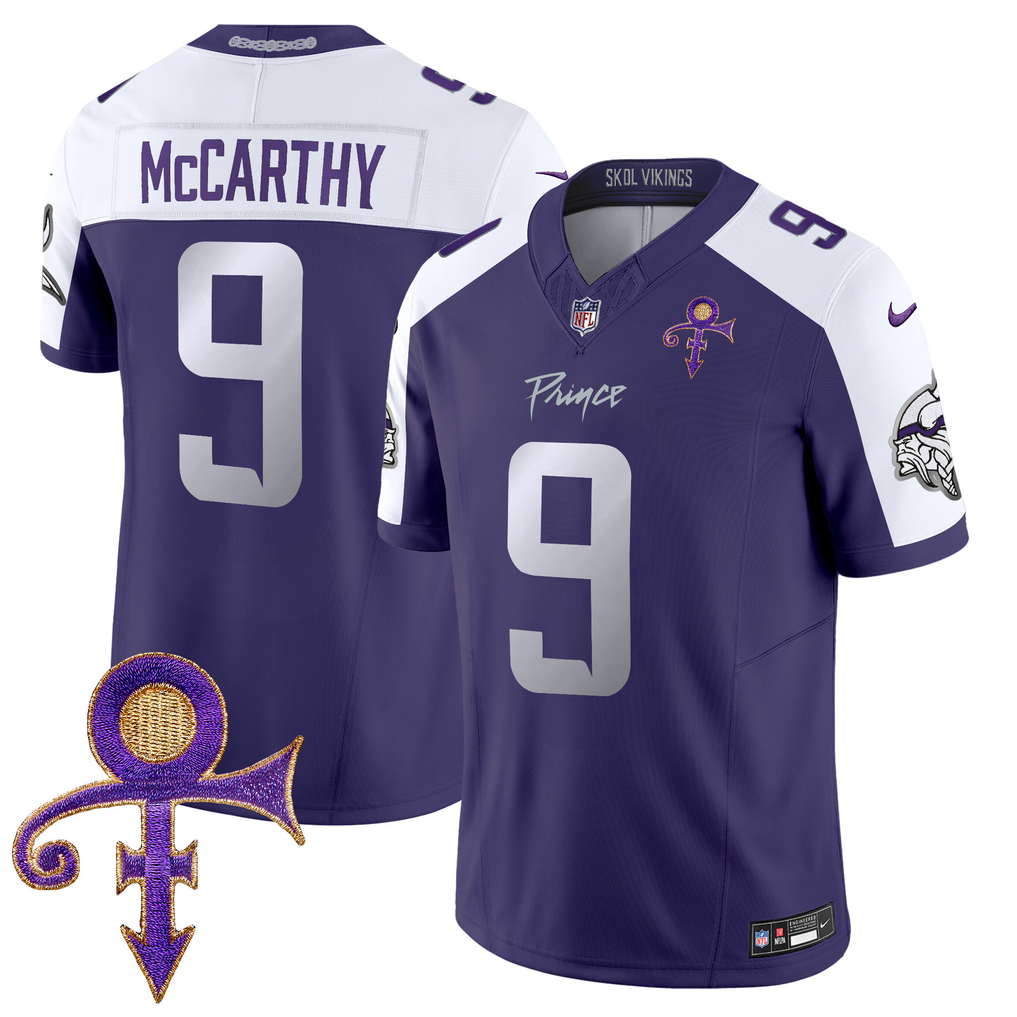Men's J.J. McCarthy Minnesota Vikings 2024 Prince Vapor Limited Purple Alternate Jersey - All Stitched
