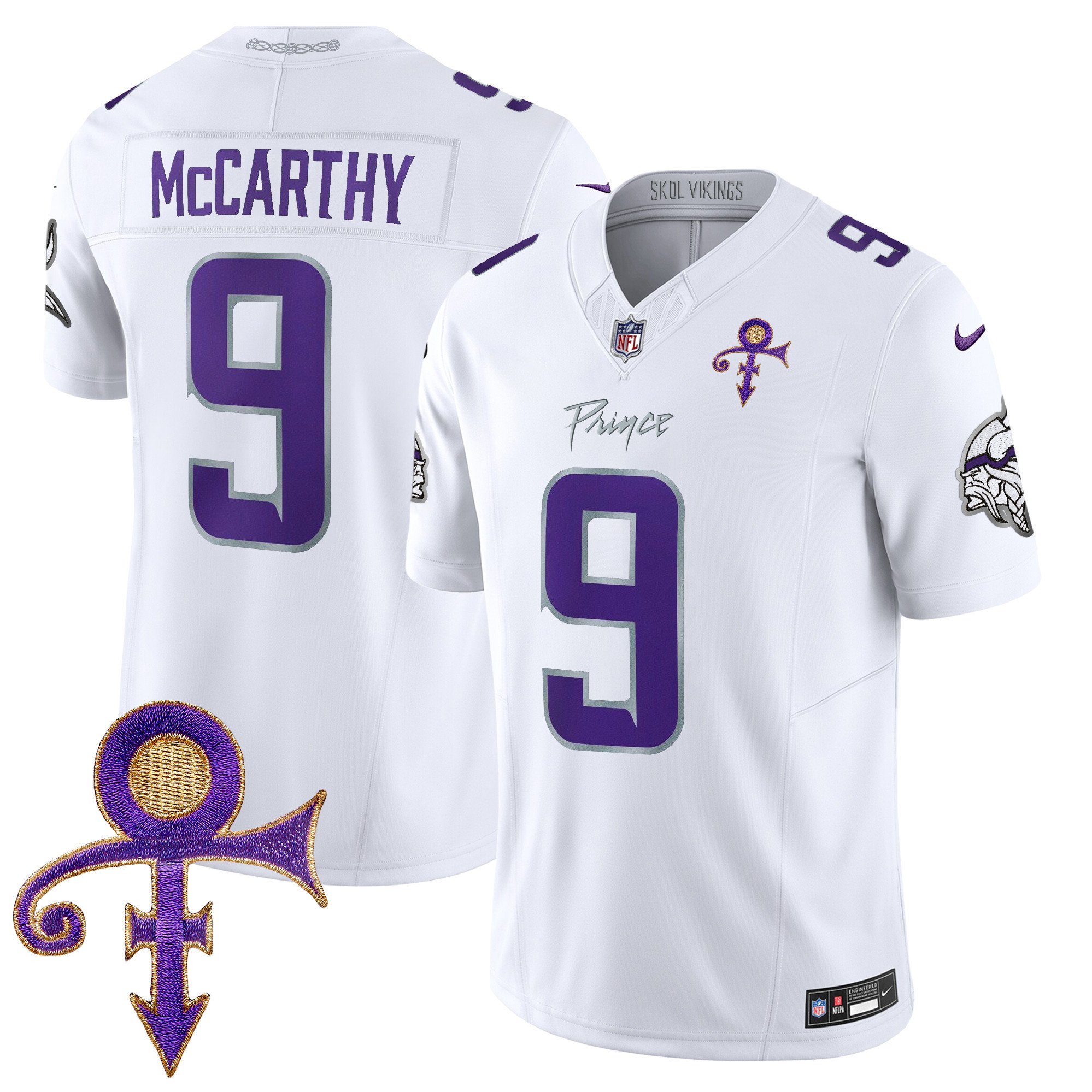 Men's J.J. McCarthy Minnesota Vikings 2024 Prince Vapor Limited White Limited Jersey - All Stitched