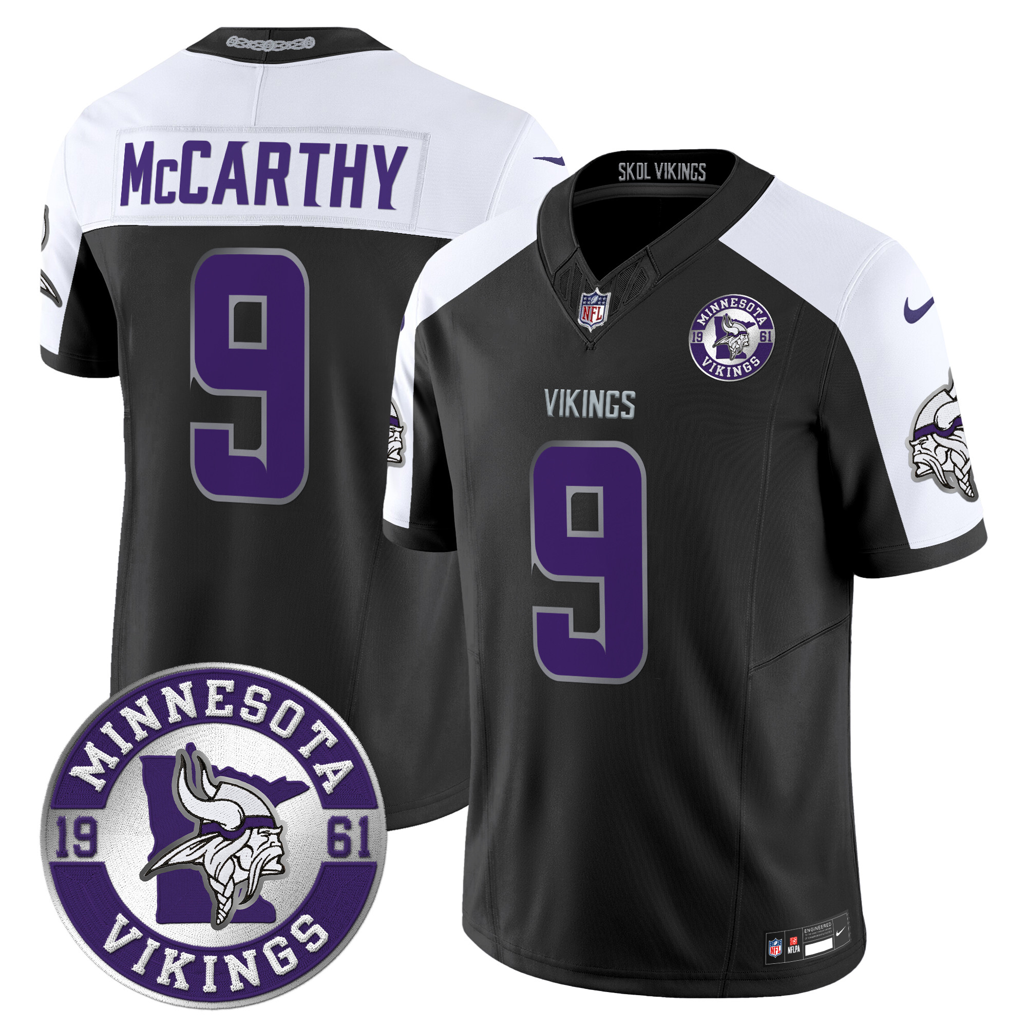 Men's J.J. McCarthy Minnesota Vikings 2024 Vapor Limited Black Alternate Jersey - All Stitched