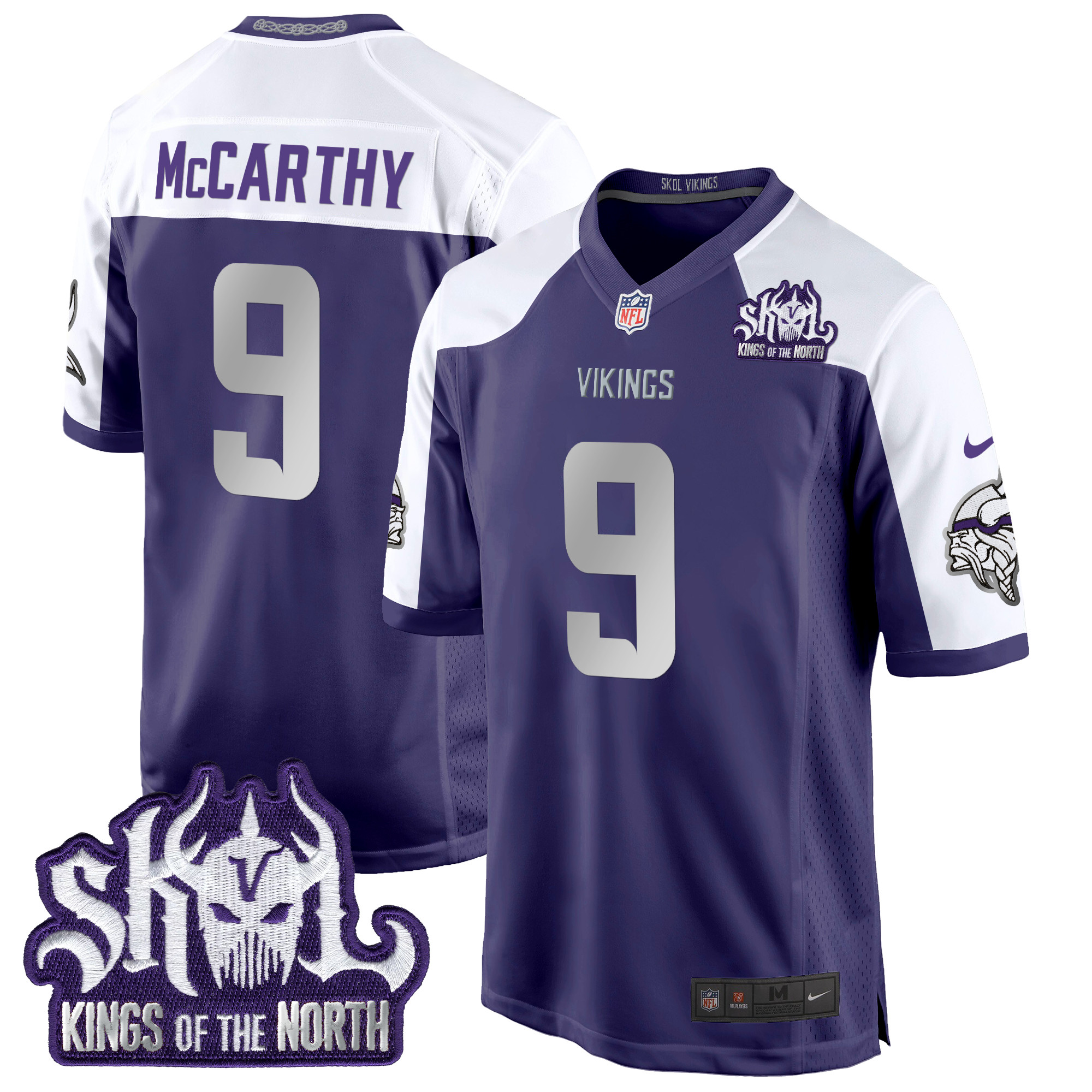 Men's J.J. McCarthy Minnesota Vikings 2024 Winter Warrior Skol Patch Game Purple Alternate Jersey - All Stitched