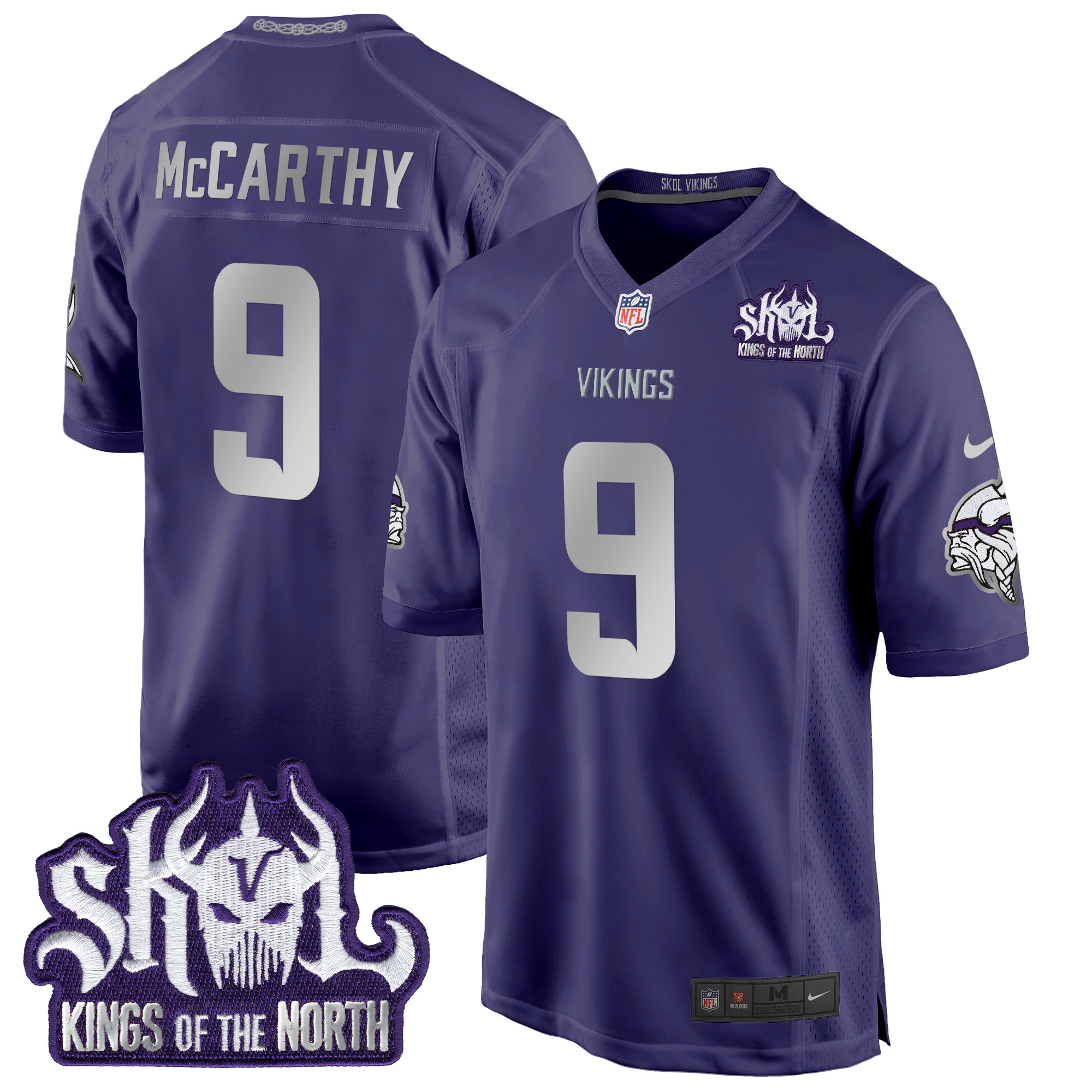 Men's J.J. McCarthy Minnesota Vikings 2024 Winter Warrior Skol Patch Game Purple Jersey - All Stitched