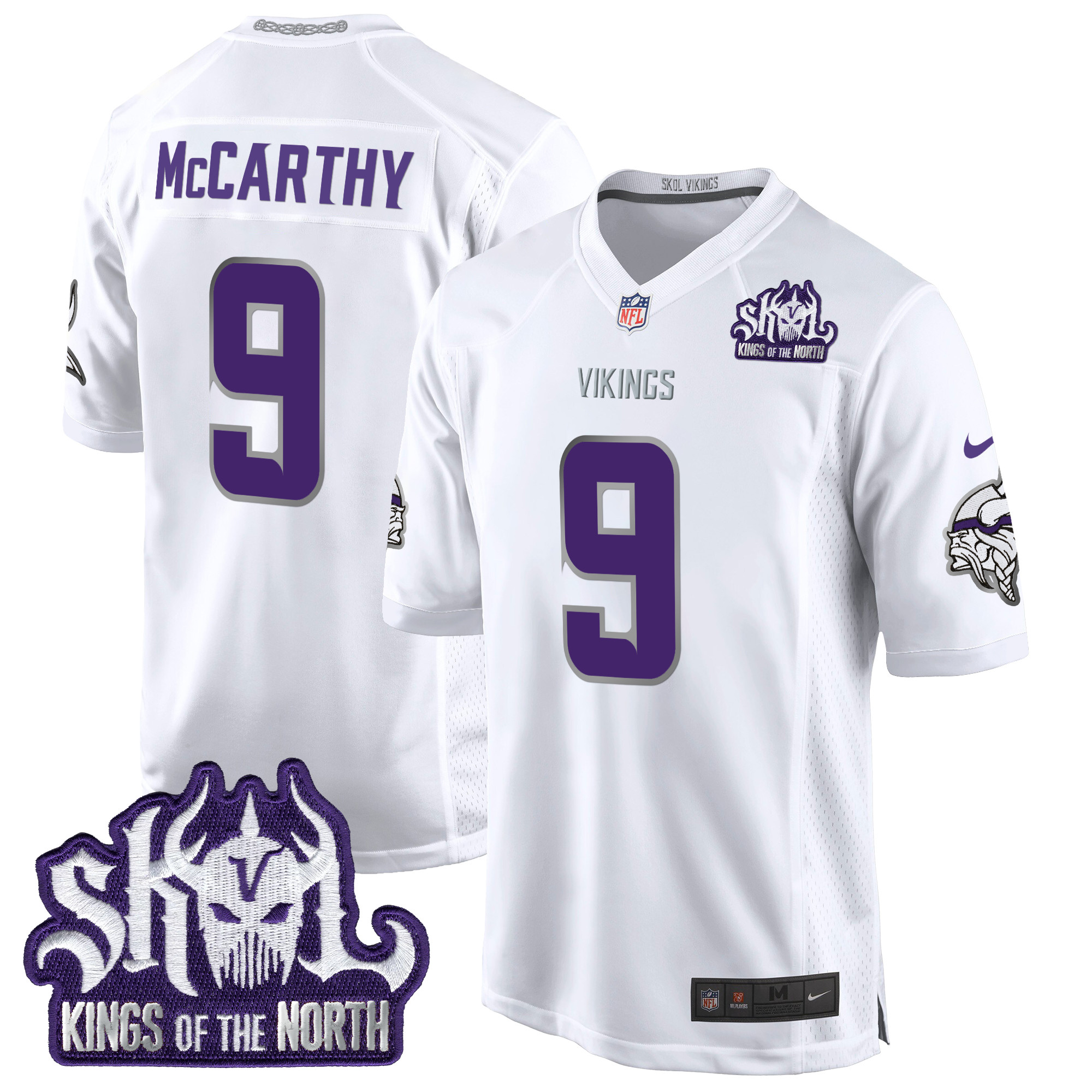 Men's J.J. McCarthy Minnesota Vikings 2024 Winter Warrior Skol Patch Game White Limited Jersey - All Stitched