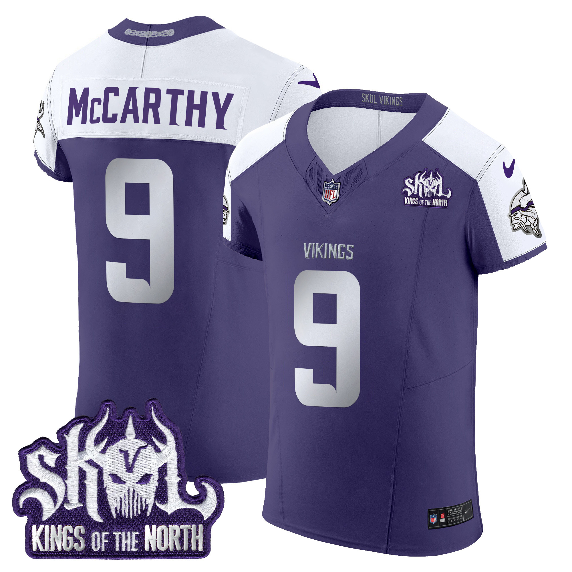 Men's J.J. McCarthy Minnesota Vikings 2024 Winter Warrior Skol Patch Vapor Elite Purple Alternate Jersey - All Stitched