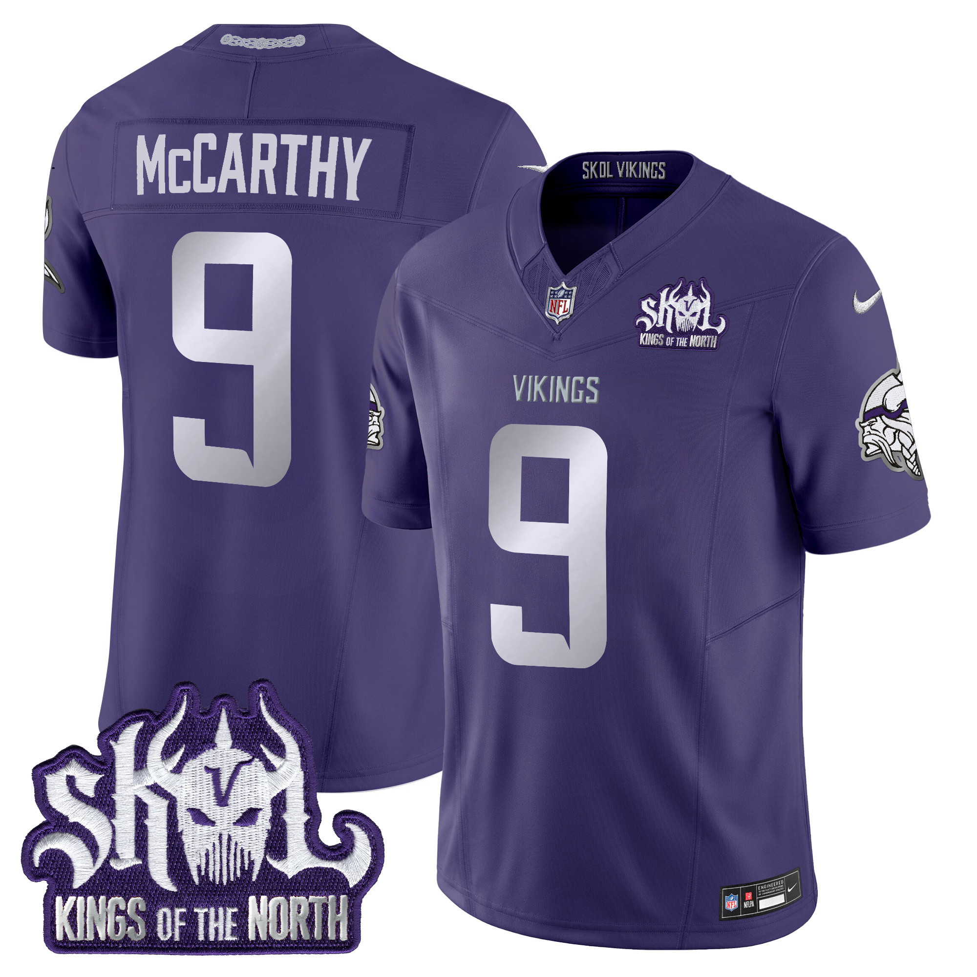 Men's J.J. McCarthy Minnesota Vikings 2024 Winter Warrior Skol Patch Vapor Limited Purple Jersey - All Stitched