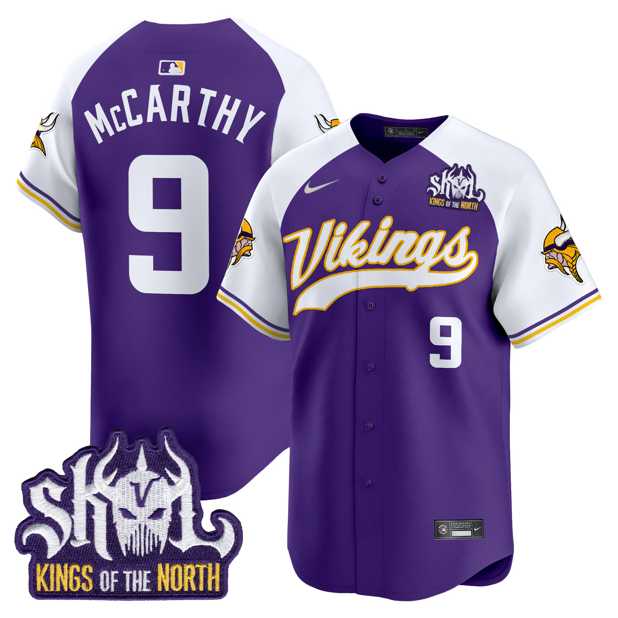 Men's J.J. McCarthy Minnesota Vikings Kings Of The North Patch Vapor Premier Limited Purple Alternate Jersey - All Stitched