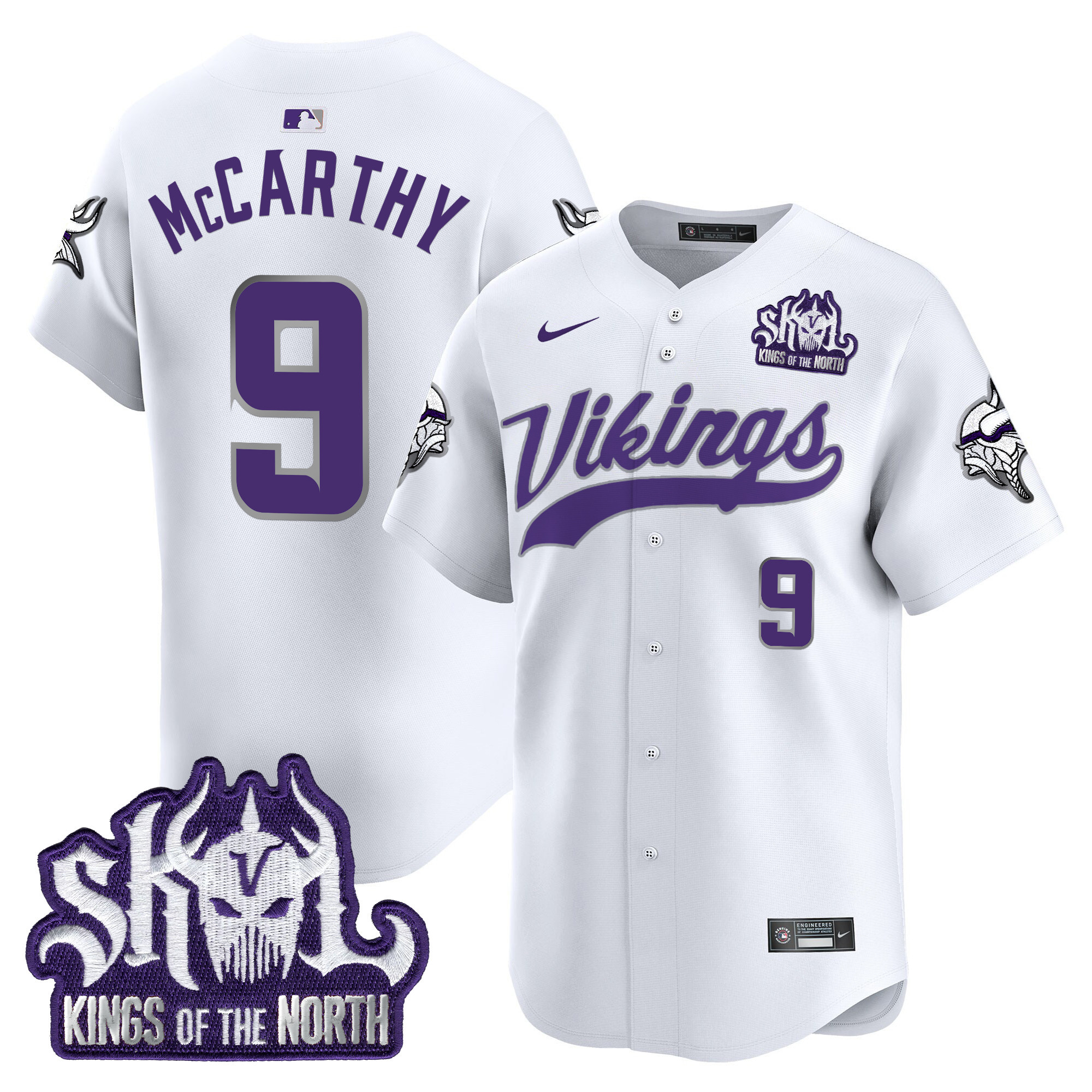 Men's J.J. McCarthy Minnesota Vikings Kings Of The North Patch Vapor Premier Limited Winter Warrior Jersey - All Stitched