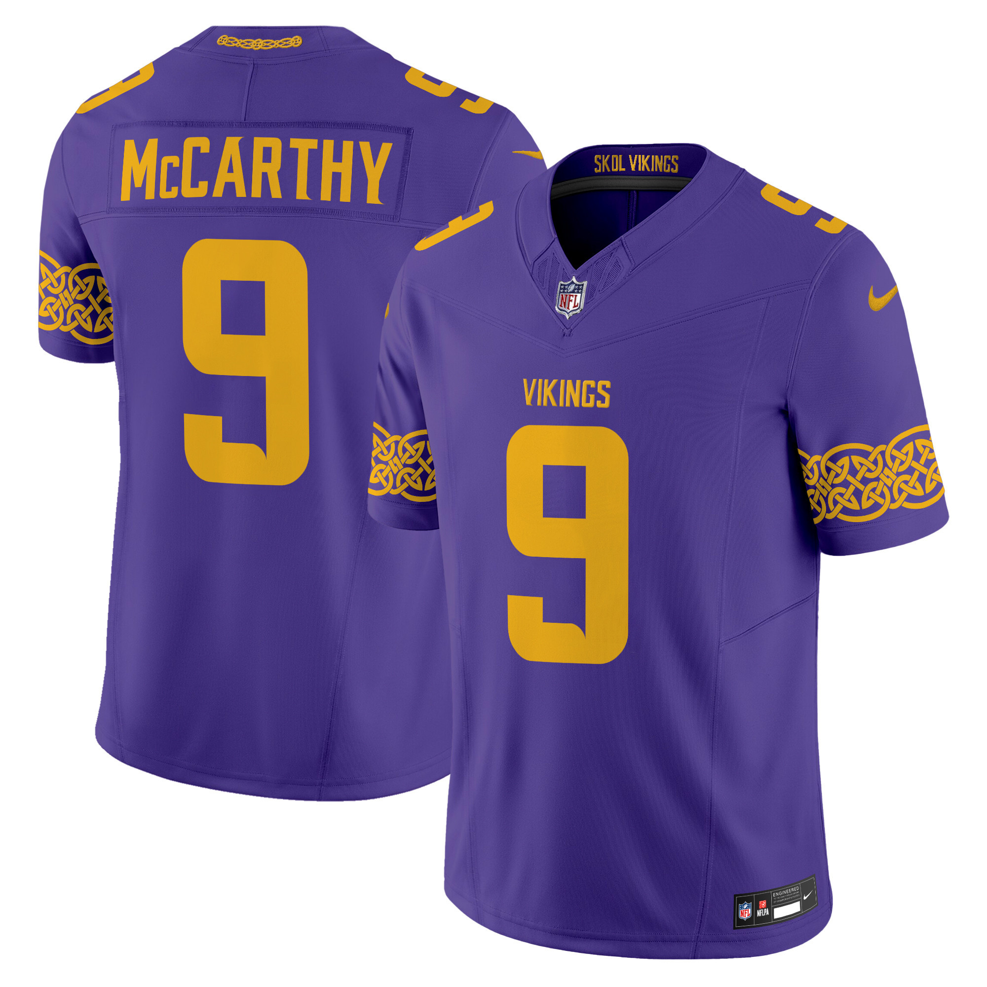 Men's J.J. McCarthy Minnesota Vikings Nordic Pattern Vapor Limited Purple Jersey - All Stitched