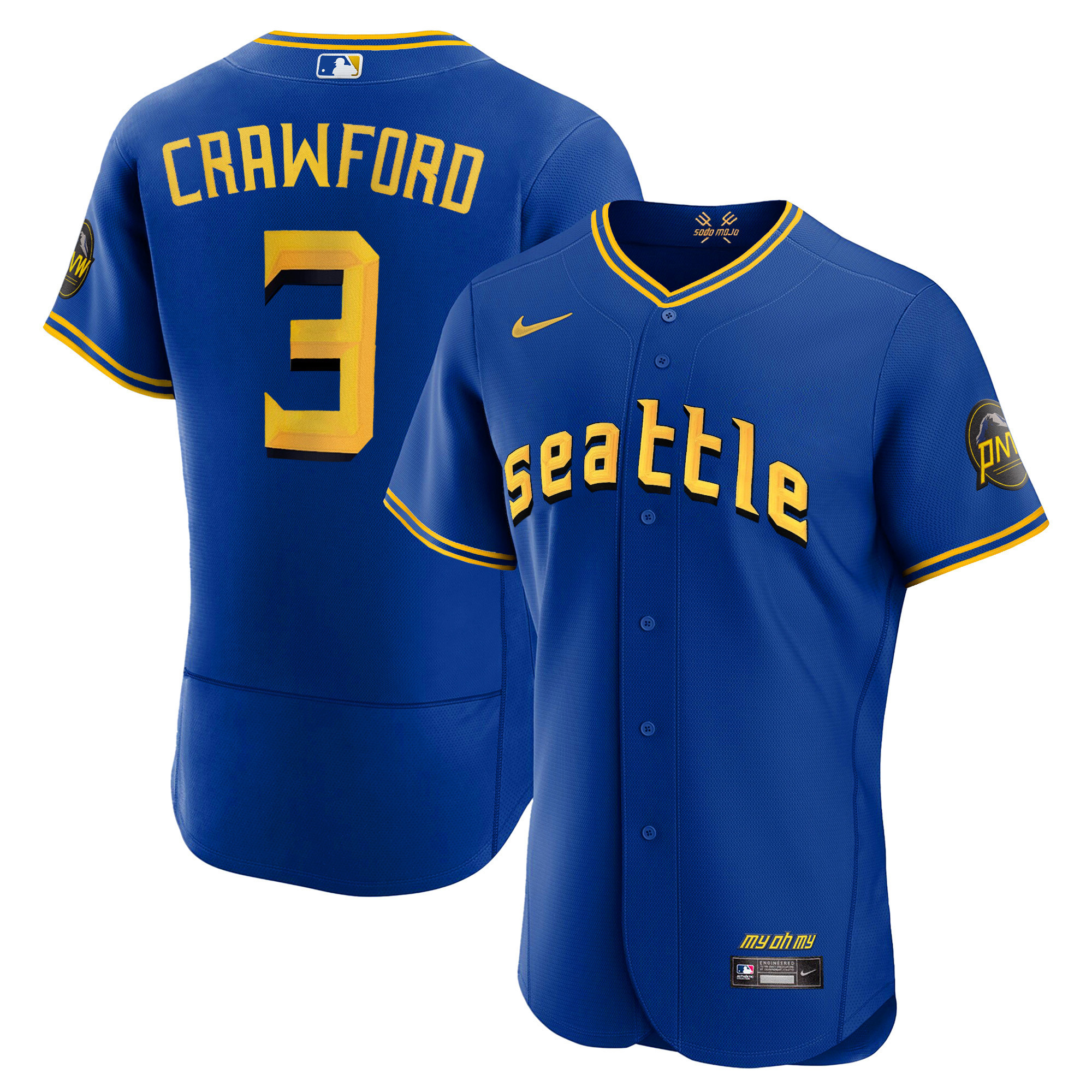 Men's J.P. Crawford Seattle Mariners 2023 City Connect Collection Flex Royal Jersey - All Stitched