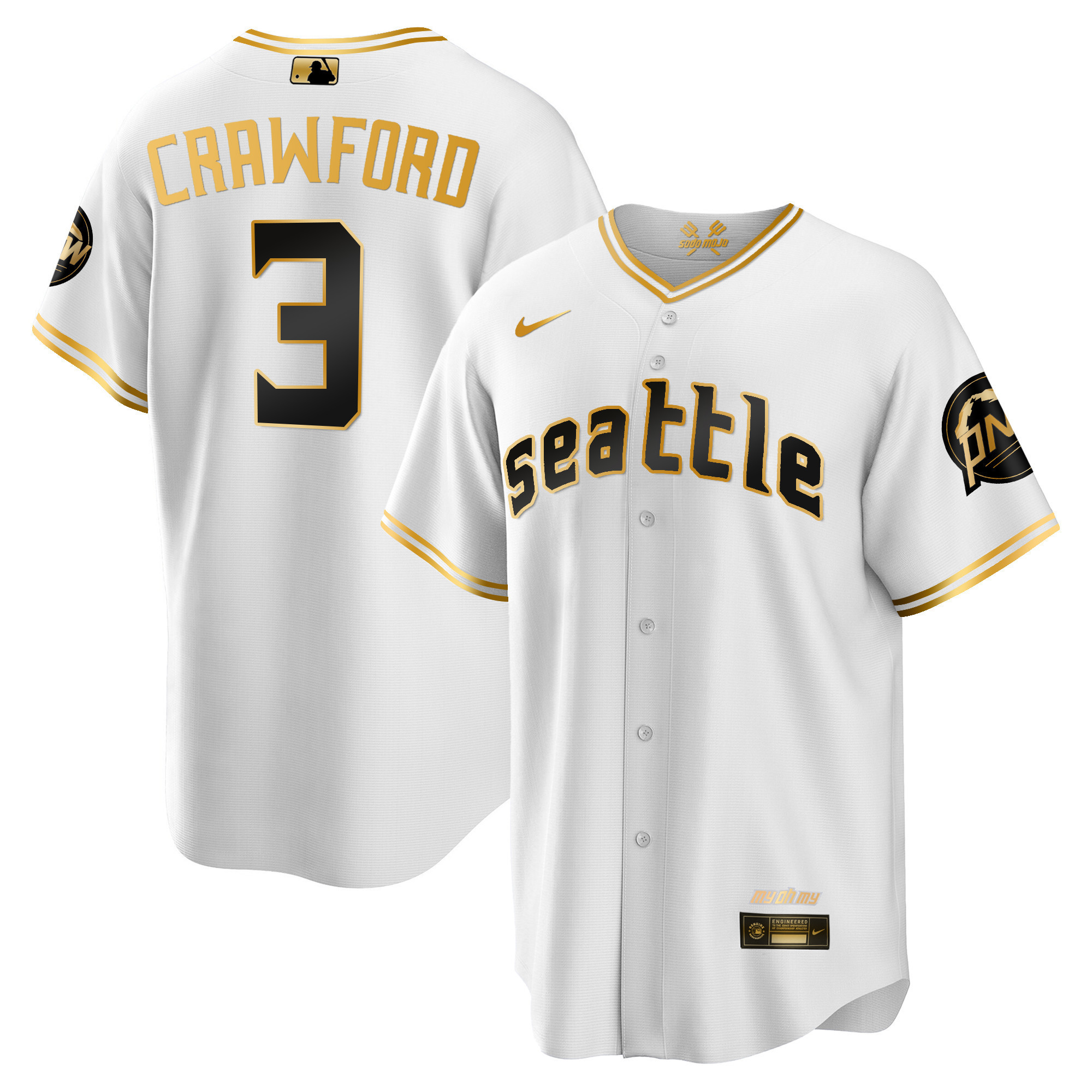 Men's J.P. Crawford Seattle Mariners 2023 City Connect Gold Cool White Gold Jersey - All Stitched